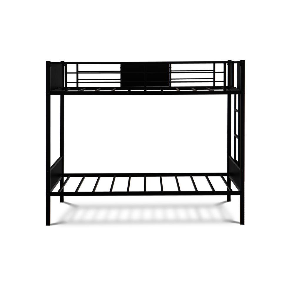 Left. East West Furniture - Lynfield Twin Over Twin Bunk Bed - Black - Black.