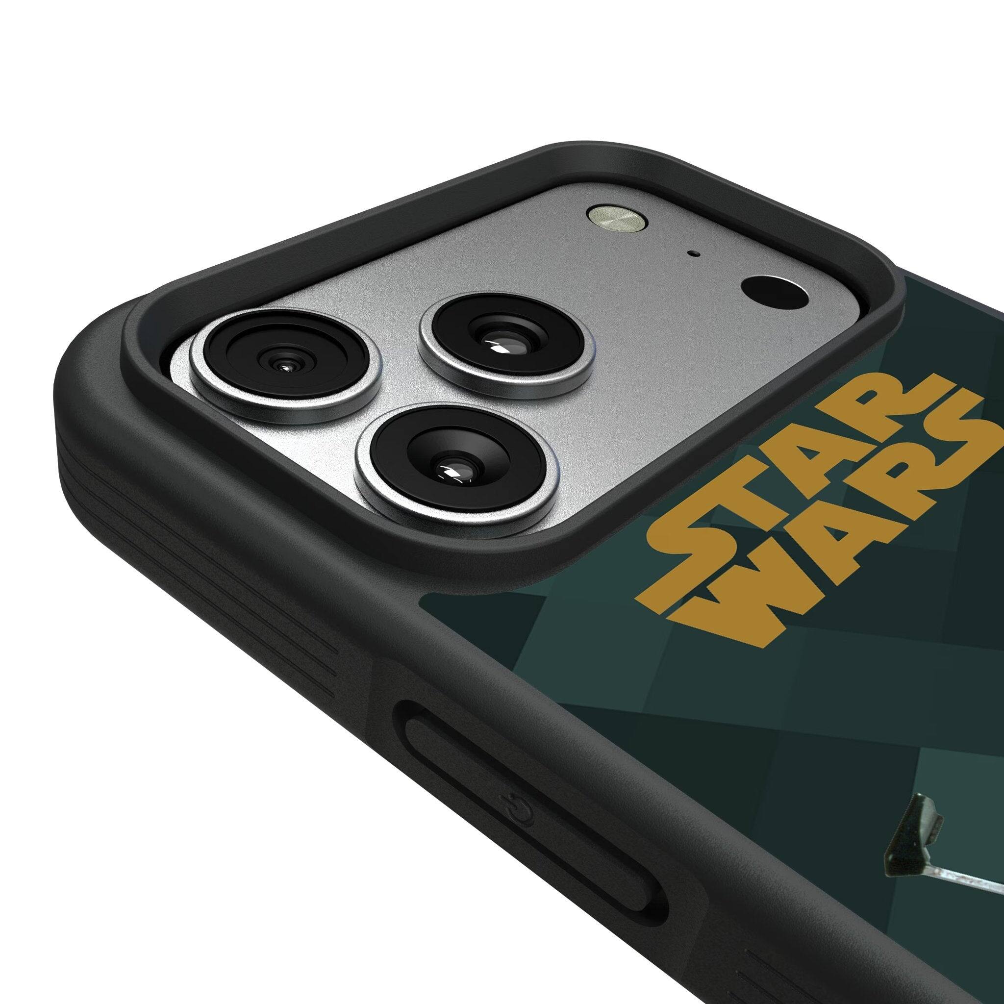 Left. Keyscaper - Star Wars: The Empire Strikes Back Color Block Bump Phone Case - Apple iPhone 17 Pro - Boba Fett.