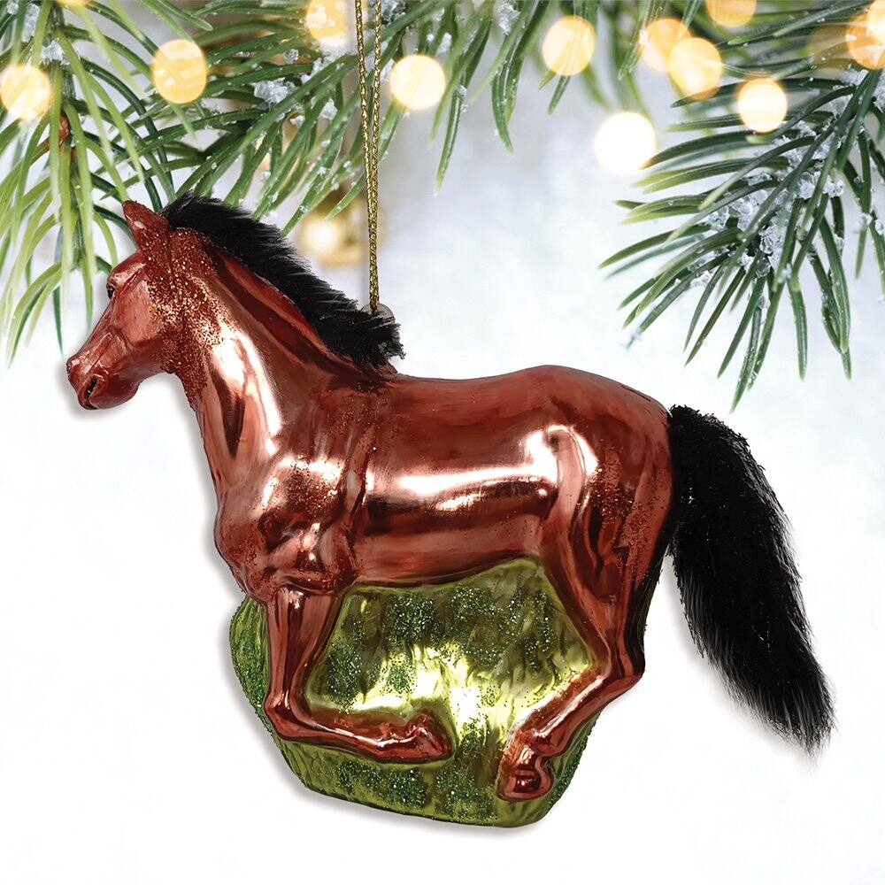 Back. OrnamentallyYou - American Quarter Horse Glass Christmas Ornament Equestrian Gift - Multi-colored.