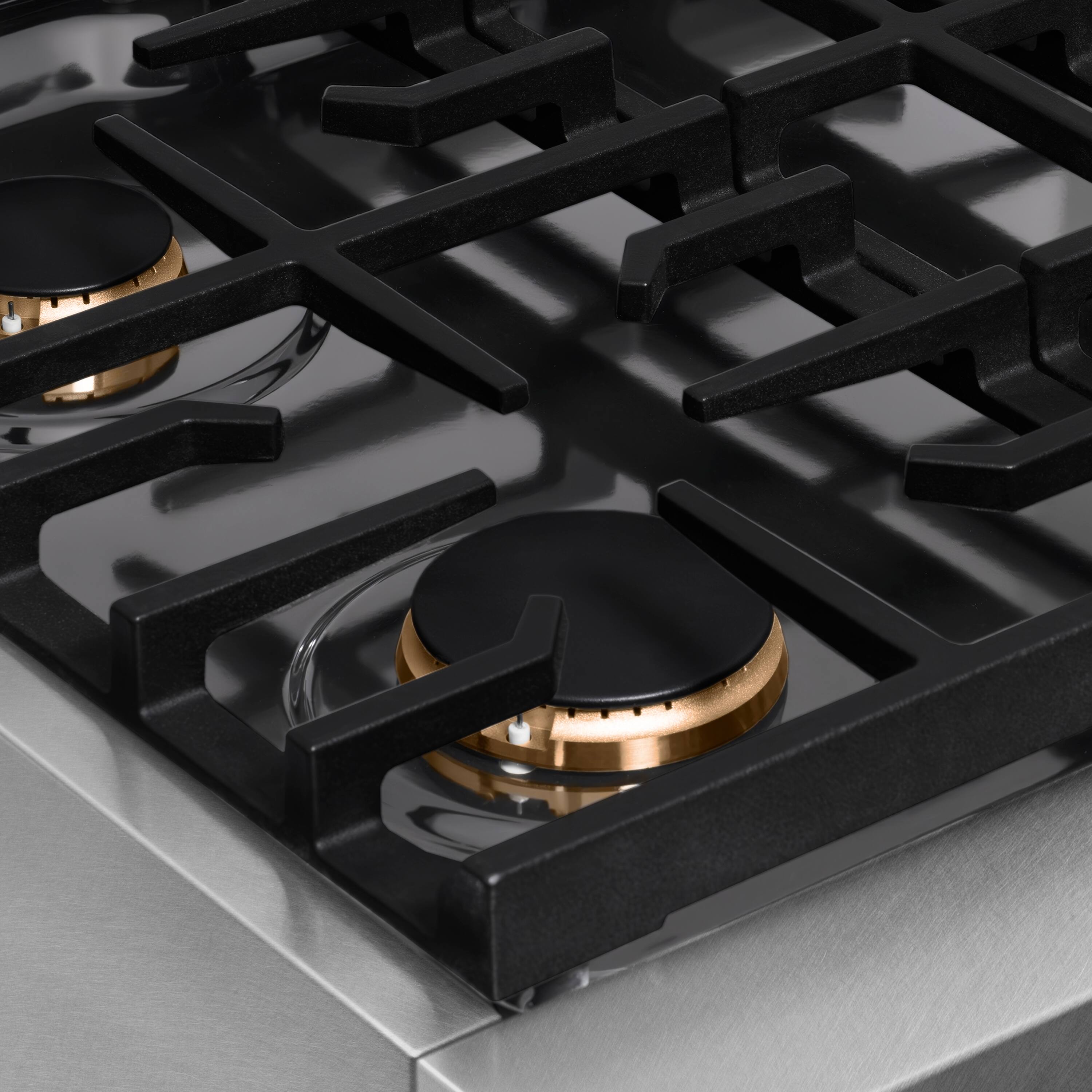 Alt View 11. ZLINE - ZLINE 30 in. Autograph Paramount Gas Rangetop with Black Accents (SRTSZ-30-MB) - Stainless Steel.