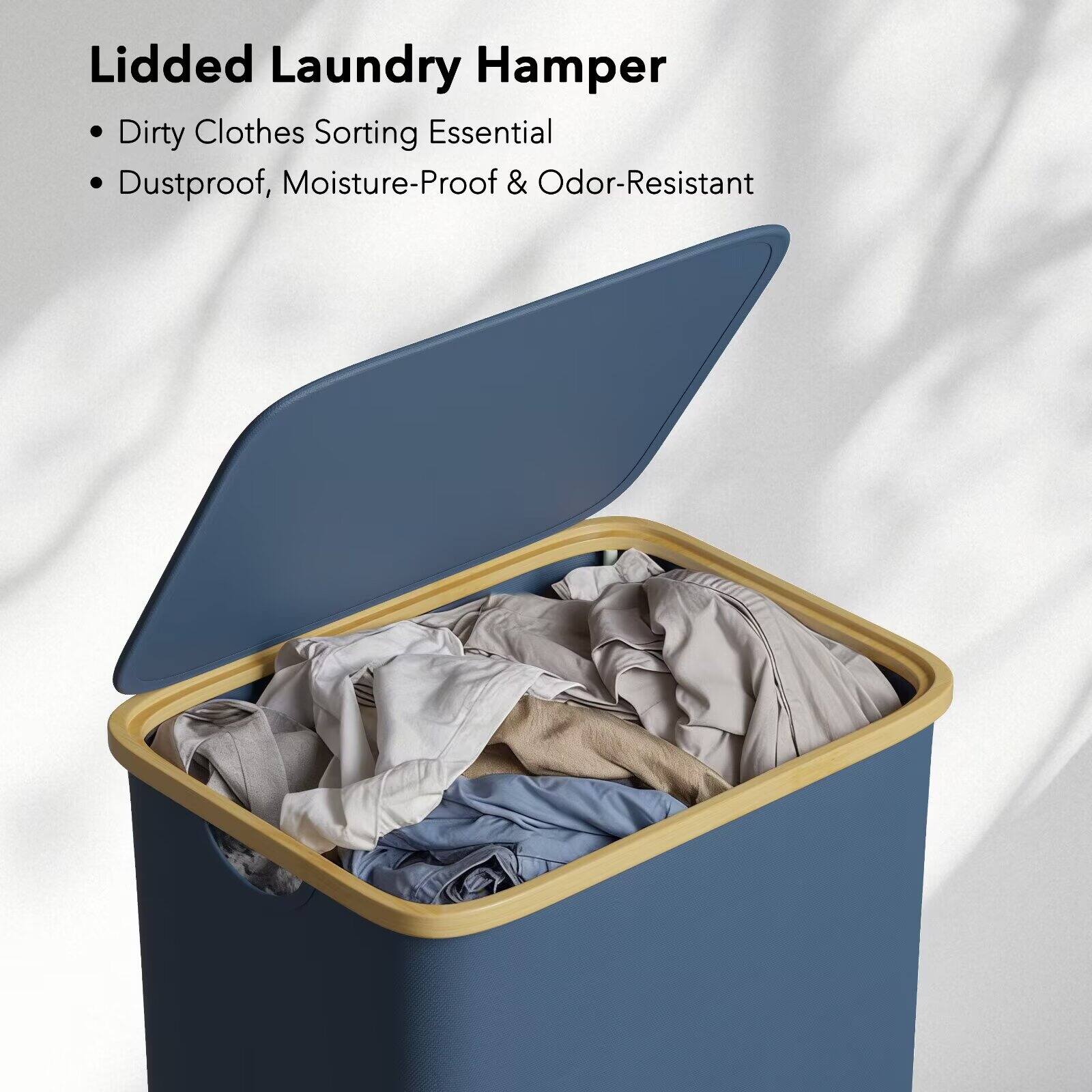 Lidded Laundry Hamper  
- Dirty Clothes Sorting Essential  
- Dustproof, Moisture-Proof & Odor-Resistant