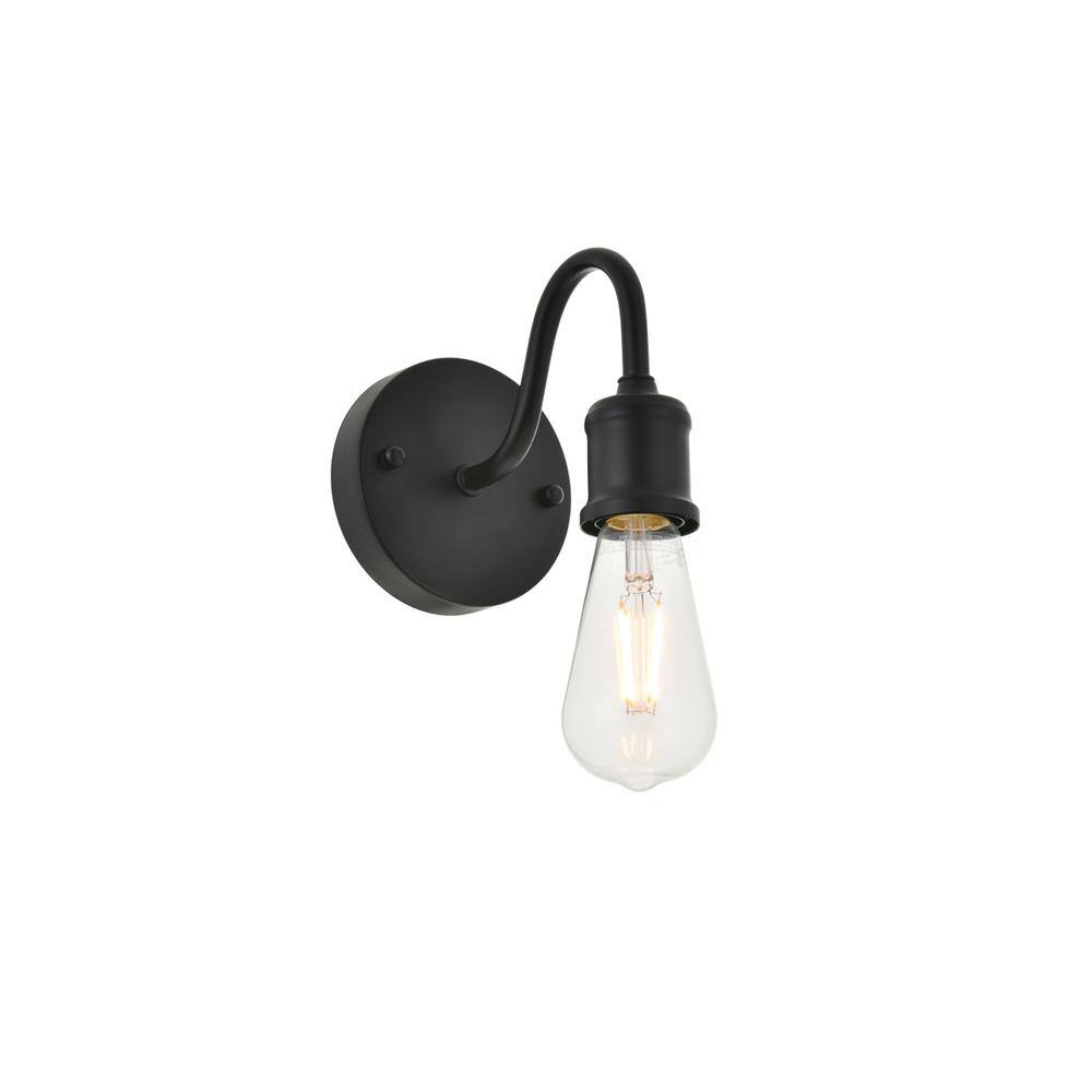 Alt View 9. Living District - Serif 1 light black Wall Sconce - Black.