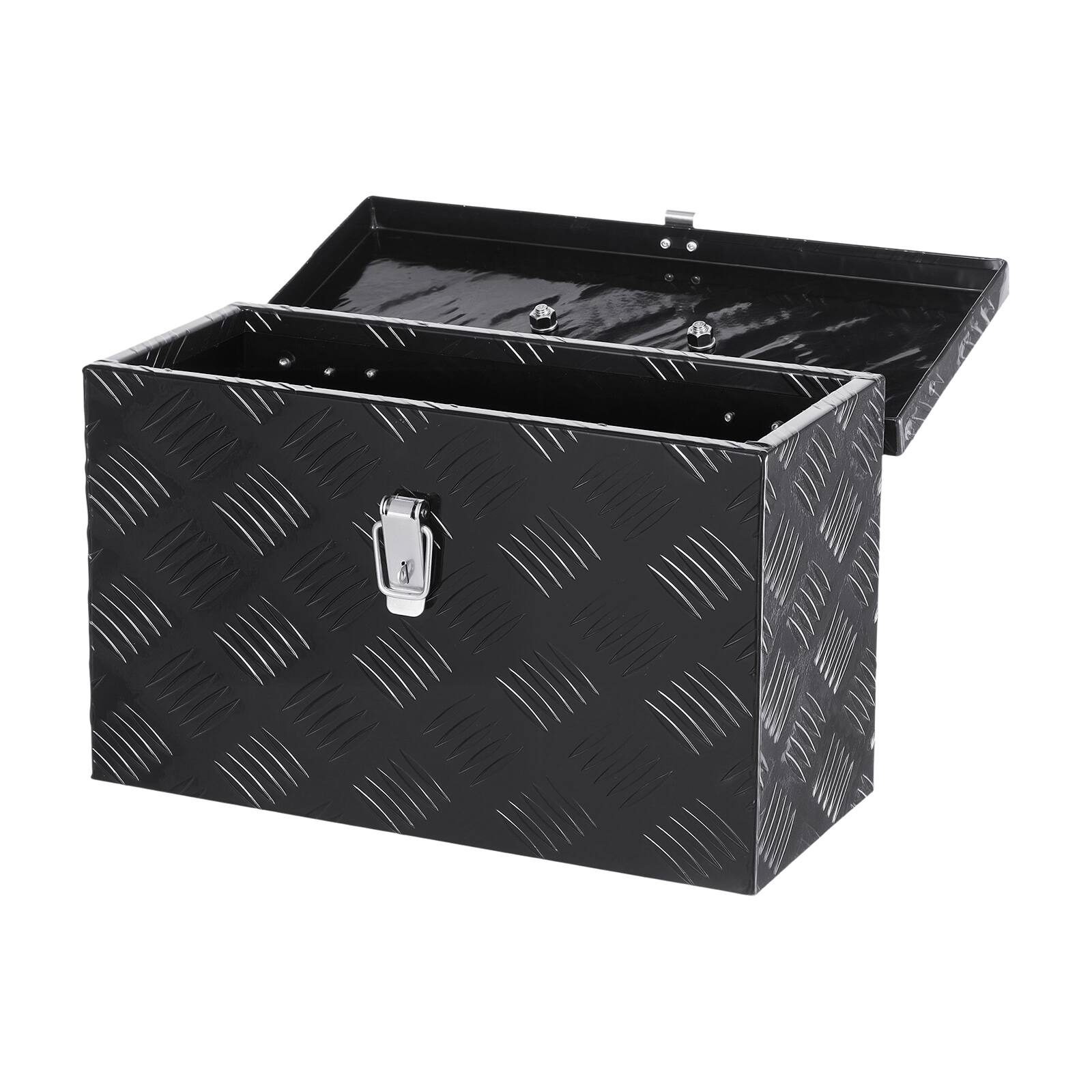 VEVOR - Heavy Duty Aluminum Truck Bed Tool Box, Stripes Plated Tool Box with Side Handle and Top Handle,16"x7.5"x10" - Black