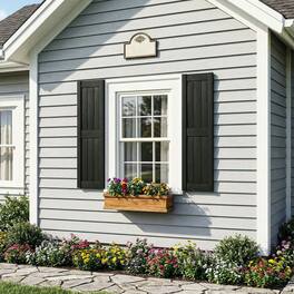 Kadyn - Vertical Grain Faux Shutters, Weather-Resistant Elegance, for Enhanced Curb Appeal, 14"x39" - Black