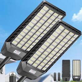 Adewalk - 15000W IP67 Motion Sensor Solar Street Light Waterproof Super Bright LED Light for Yard Farm Parking Driveway 2pack - Black