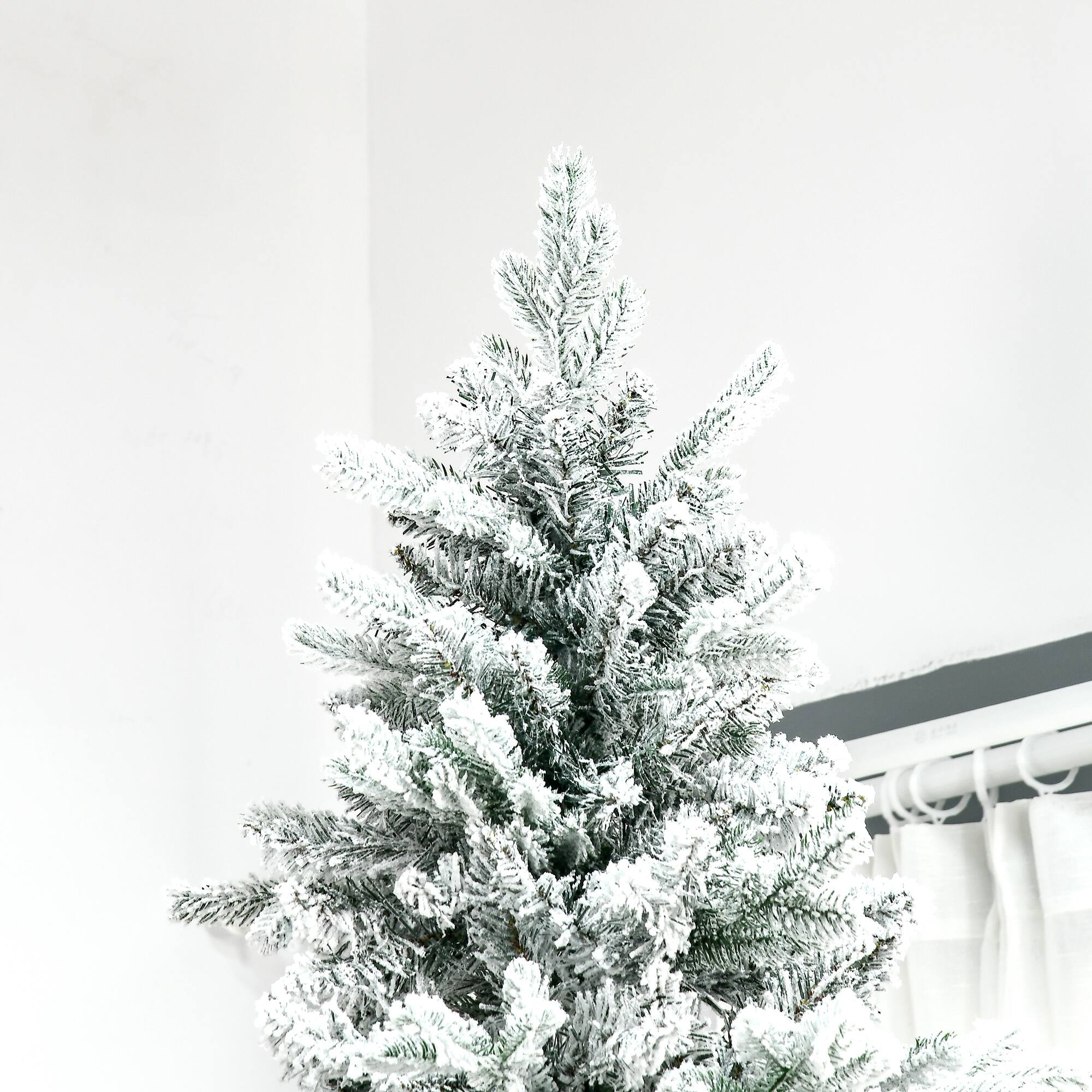 Alt View 7. Homcom - Pine Snow Flocked Artificial Christmas Tree, 616 Realistic Cedar Branches, Auto Open, Holiday - green.