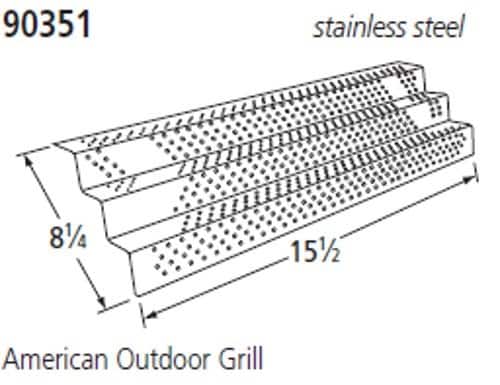 Music City Metals - MCM959035110 heat plate, ss, 15.5 x 8.25; Am Outdoor