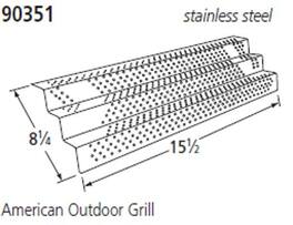 Music City Metals - MCM959035110 heat plate, ss, 15.5 x 8.25; Am Outdoor