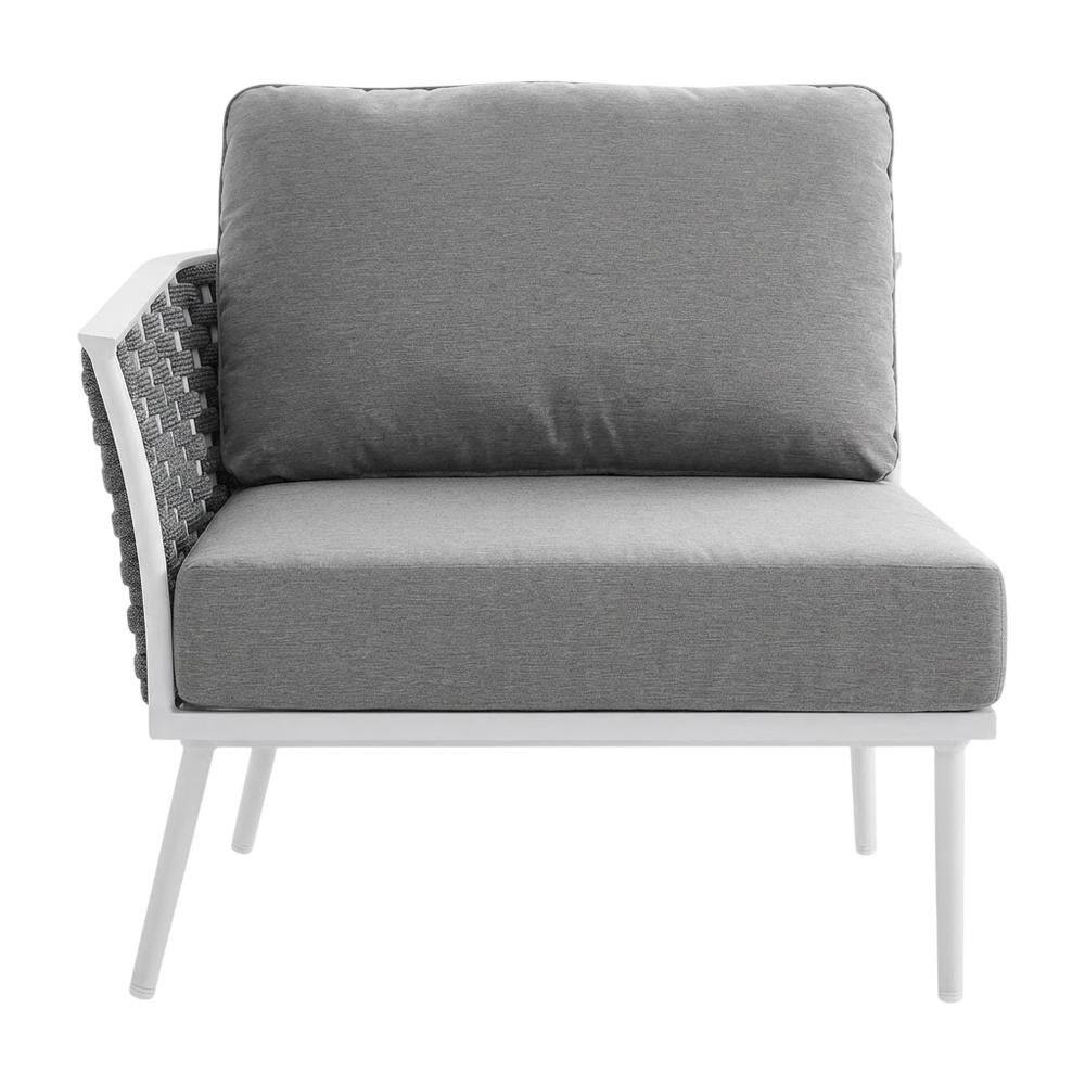 Back. Outdoor Escape - Aluminum Left-Facing Outdoor Patio Lounge Chair With Armrests - White.