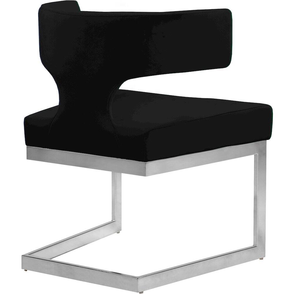 Alt View 4. Meridian Furniture - Alexandra Black Velvet Dining Chair - Black.