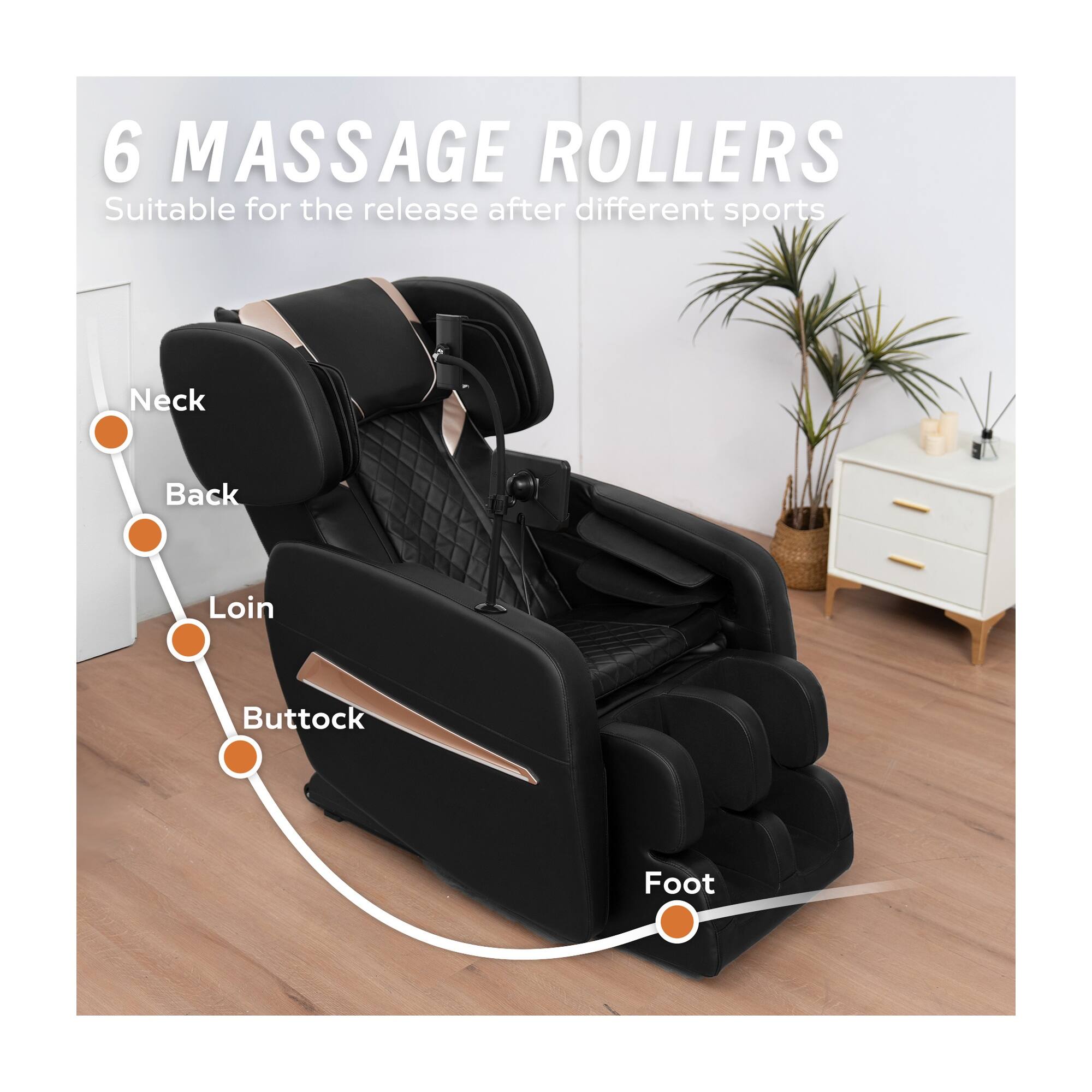 6 MASSAGE ROLLERS  
Suitable for the release after different sports  
Neck  
Back  
Loin  
Buttock  
Foot