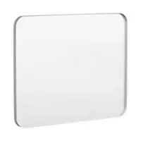 LOVMOR - Tempered Glass Rounded Rectangle Framed Wall-Mounted Bathroom Vanity Mirror - 40" x 32" - Silver - Angle_Zoom