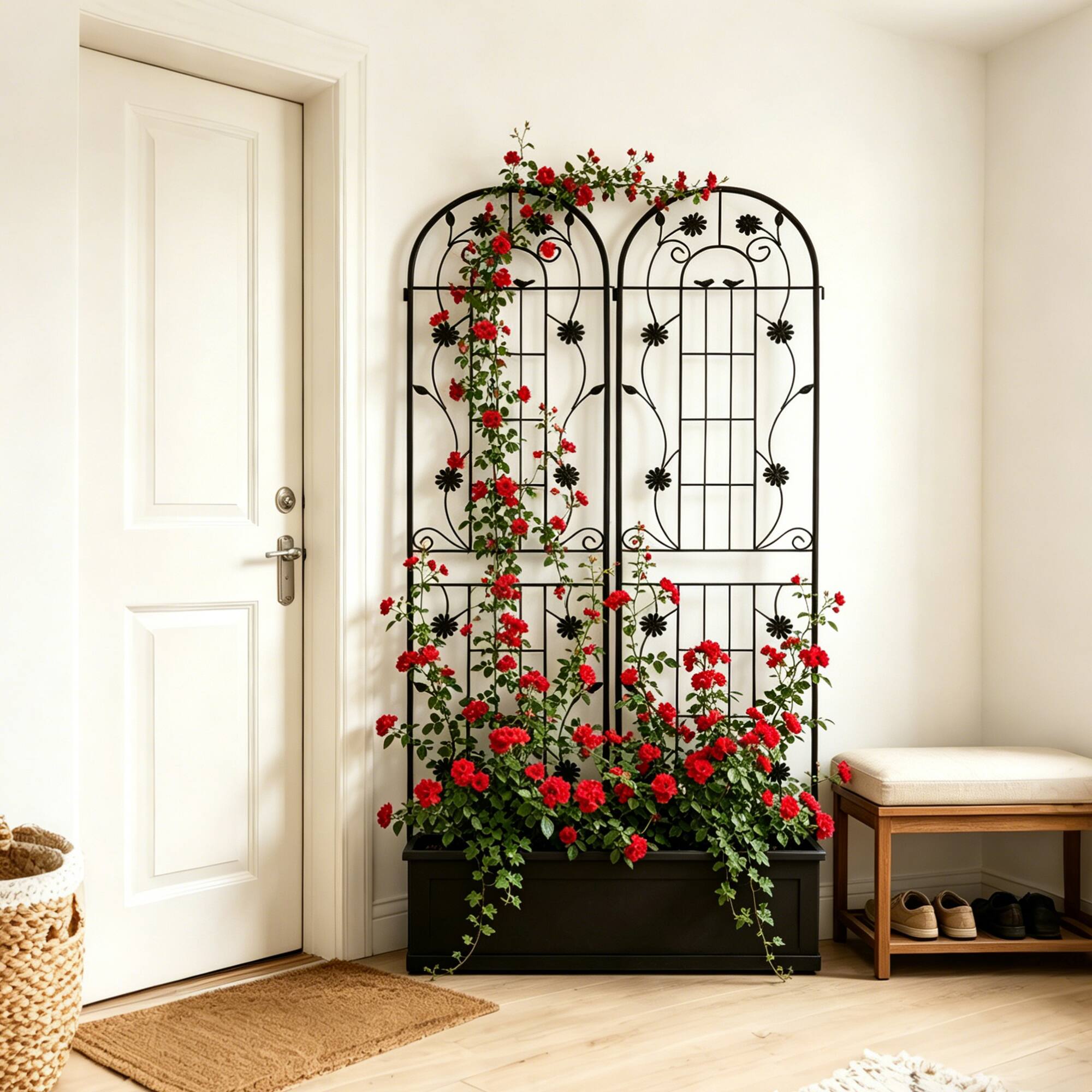 Angle. Loheer - Rustproof Metal Garden Trellis Set, 7.2 ft x 1.6 ft, 2 Pack.