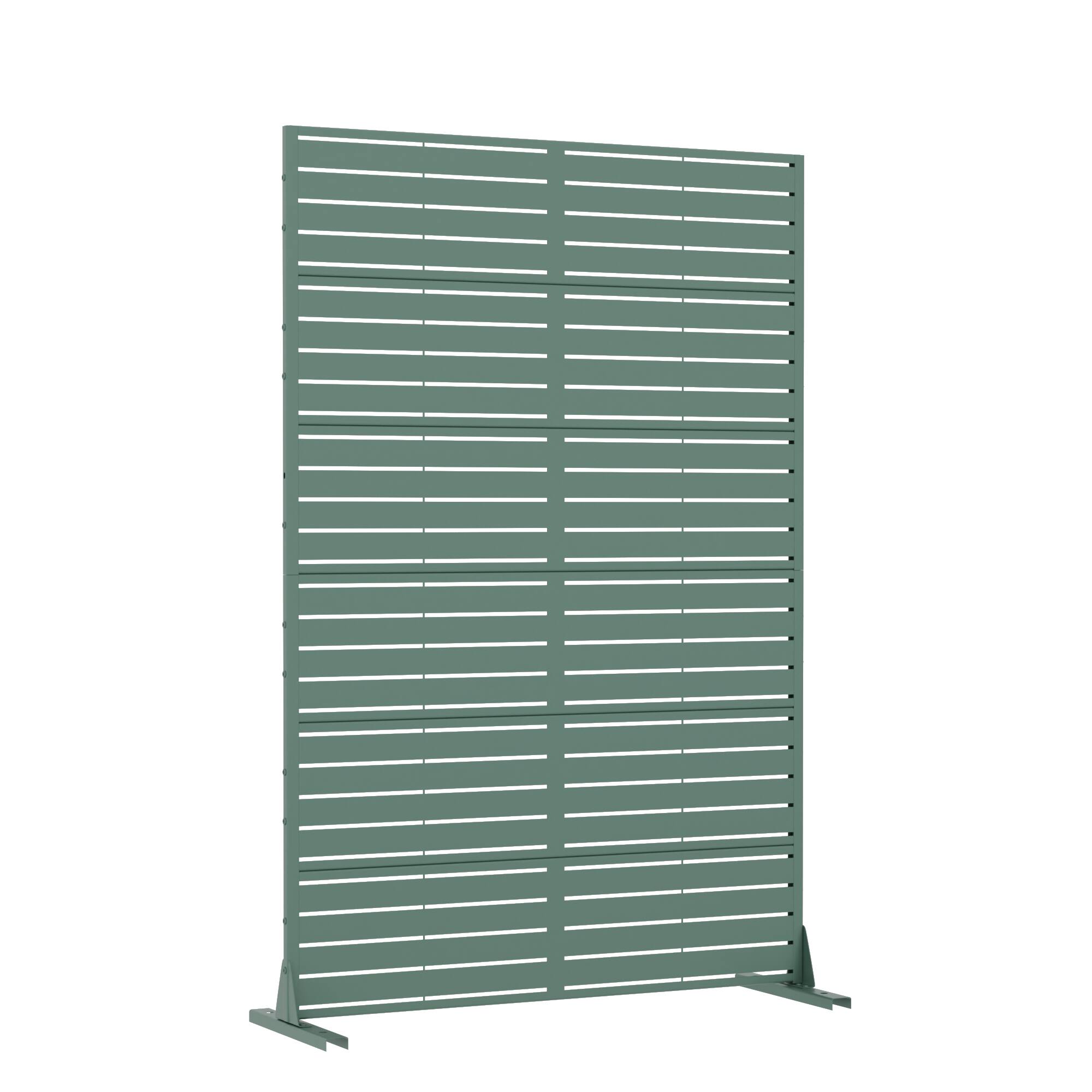 Angle. PexFix - 72 in. x 47 in. Louvered Pattern Metal Outdoor Privacy Screen & Panels, Freestanding Garden Divider Fence - Dark Green.