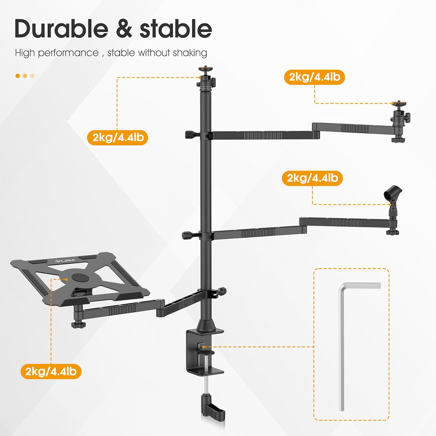 Durable & stable  
High performance, stable without shaking  

2kg/4.4lb  
2kg/4.4lb  
2kg/4.4lb  
2kg/4.4lb