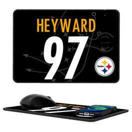Keyscaper - Cameron Heyward Pittsburgh Steelers Wireless Charger and Mouse Pad - Black