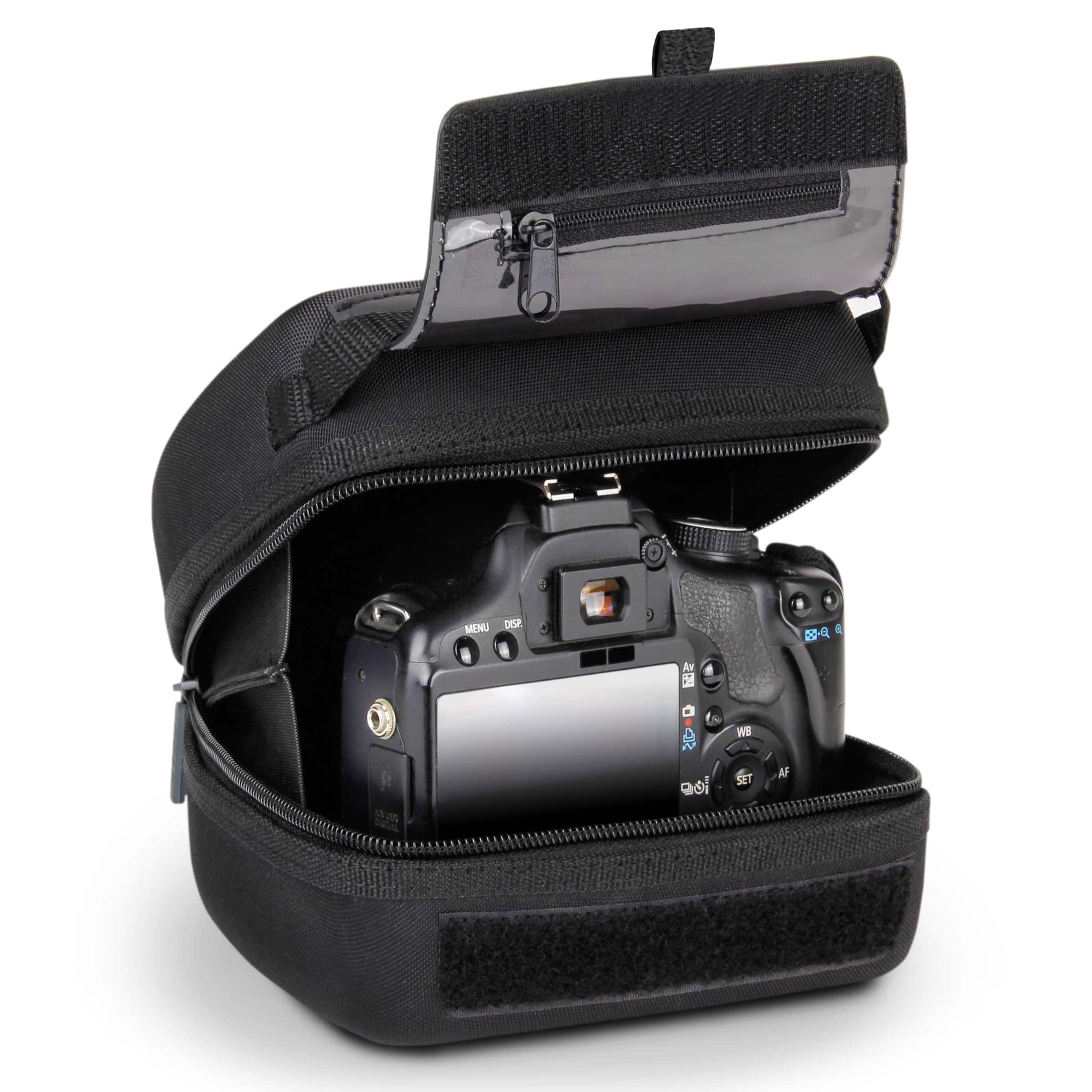 USA Gear - Quick Access DSLR Hard Shell Camera Case w/ Accessory Storage & Padded Interior - Black - Standard