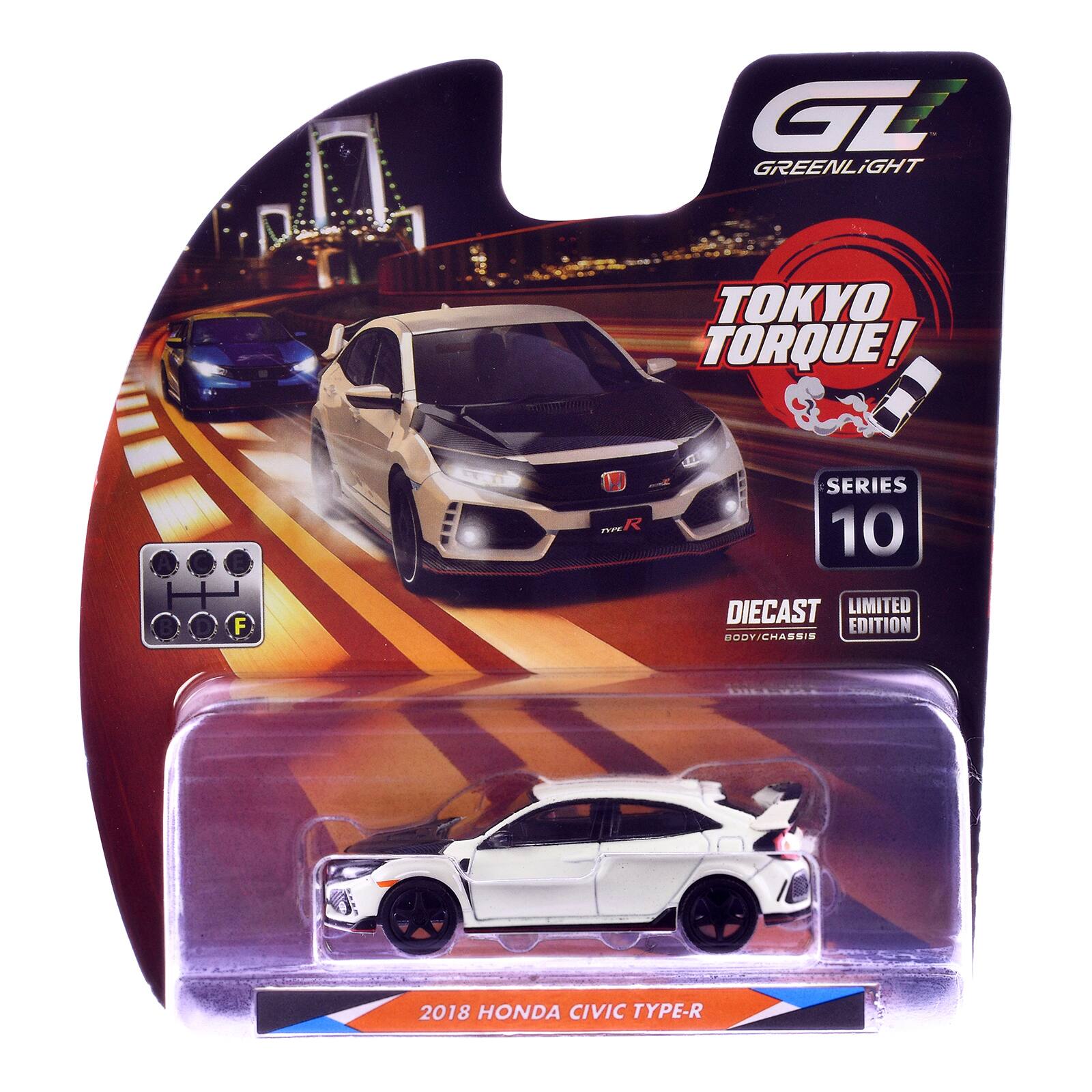 GL GREENLIGHT TOKYO TORQUE! F C.. R SERIES 10 DIECAST LIMITED EDITION BODY/CHASSIS 2018 HONDA CIVIC TYPE-R