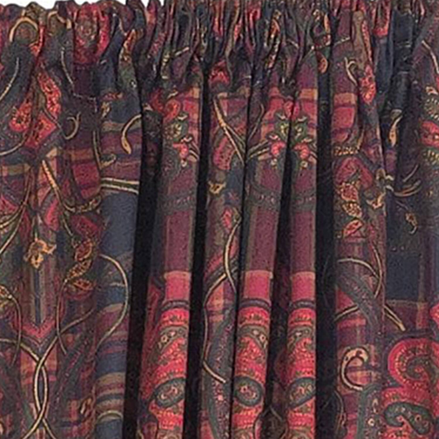 Left. RLF Home - RLF Home Espadas 100% Cotton Rod Pocket Window Curtain set of 2 Panels 100" x 84" Burgundy - Burgundy.