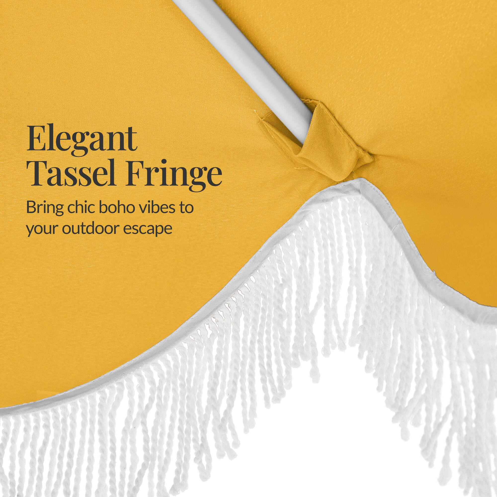 Elegant Tassel Fringe  
Bring chic boho vibes to your outdoor escape