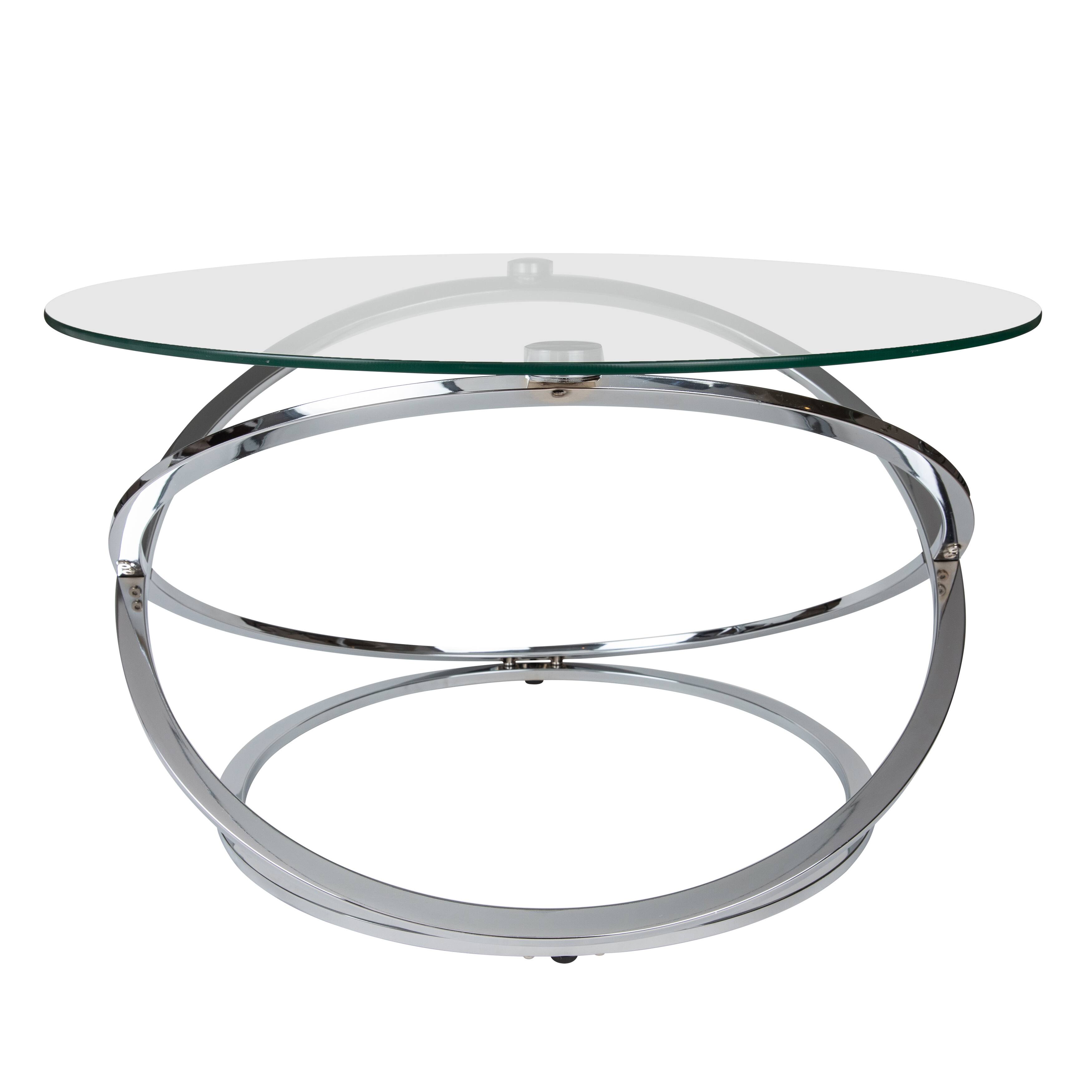 Alt View 7. Danya B - Galaxy Chrome and Tempered Glass Round Coffee Table - Chrome.