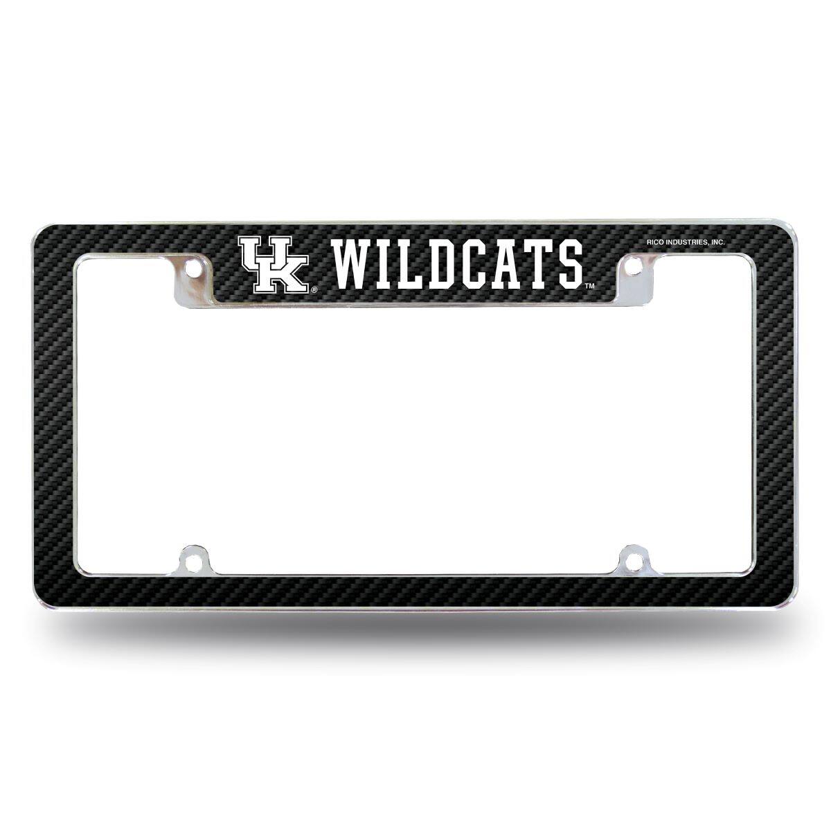 Kentucky Wildcats Chrome Metal License Plate Frame with Carbon Fiber Design