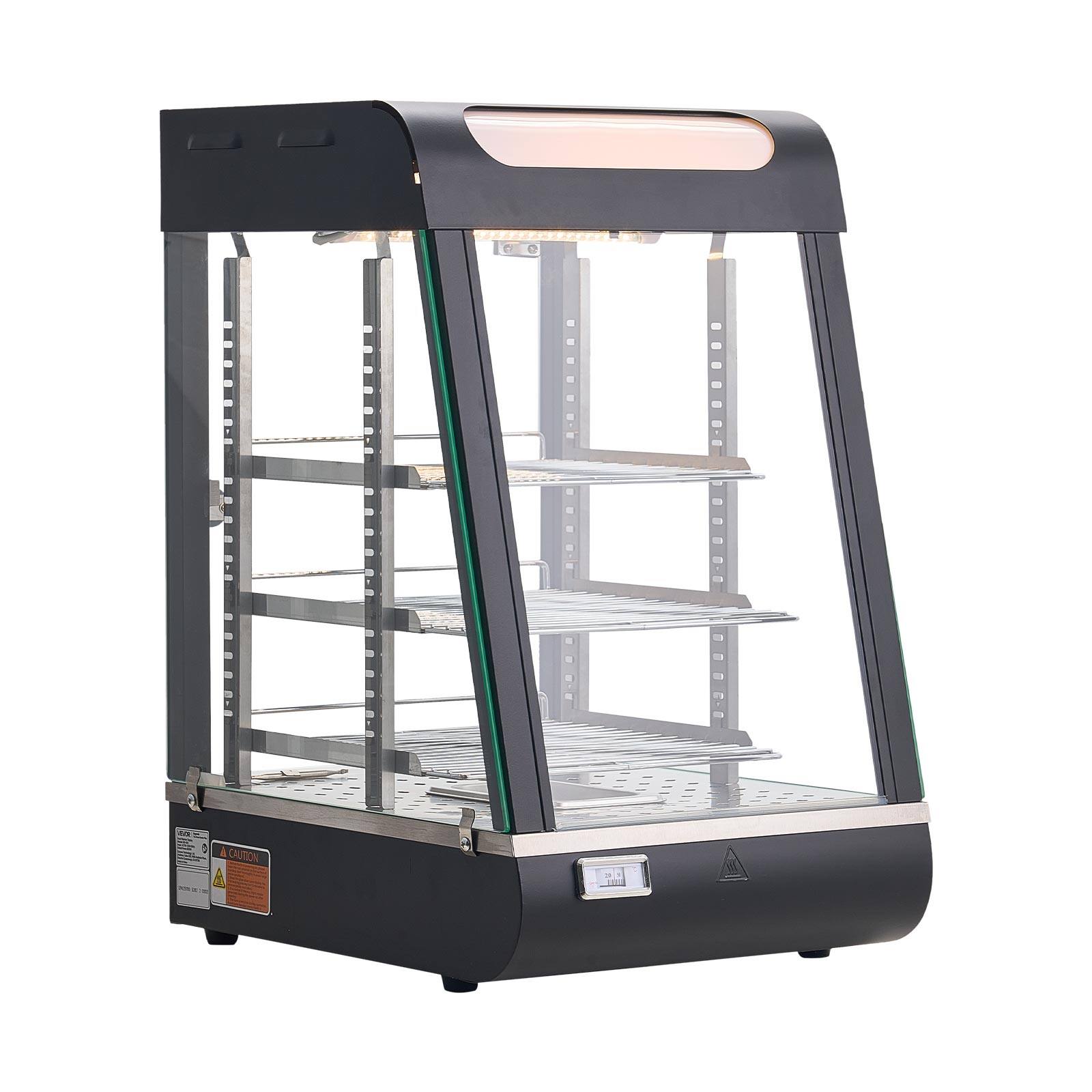 Alt View 5. VEVOR - 3-Tier Commercial Food Warmer Display, 800W Food Display Warmer with LED Light, Top Storage and Adjustable Shelves - Black.
