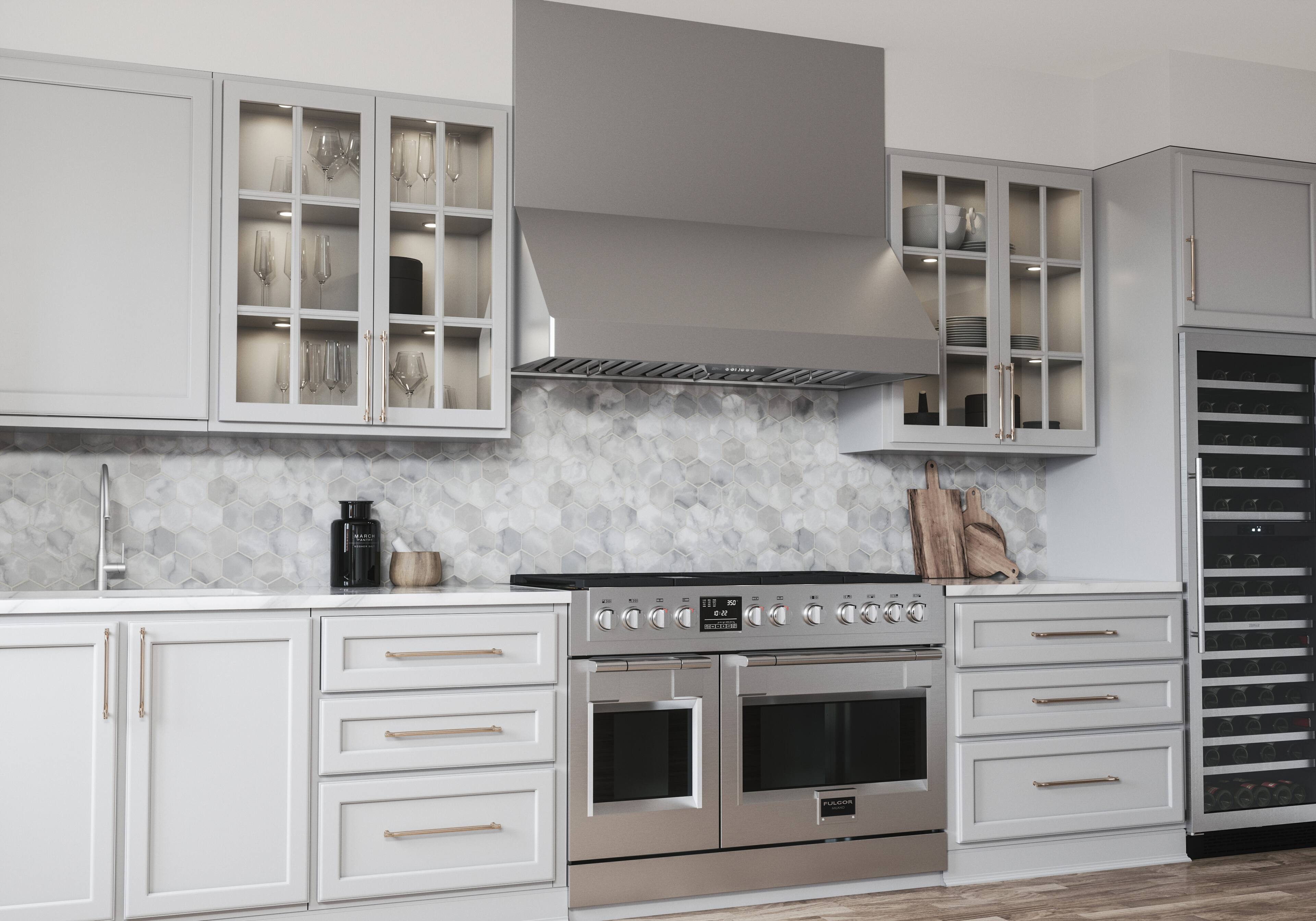 Alt View 19. Zephyr - Tempest II 36 in. 650 CFM Wall Mount Range Hood with LED Light - Stainless Steel.