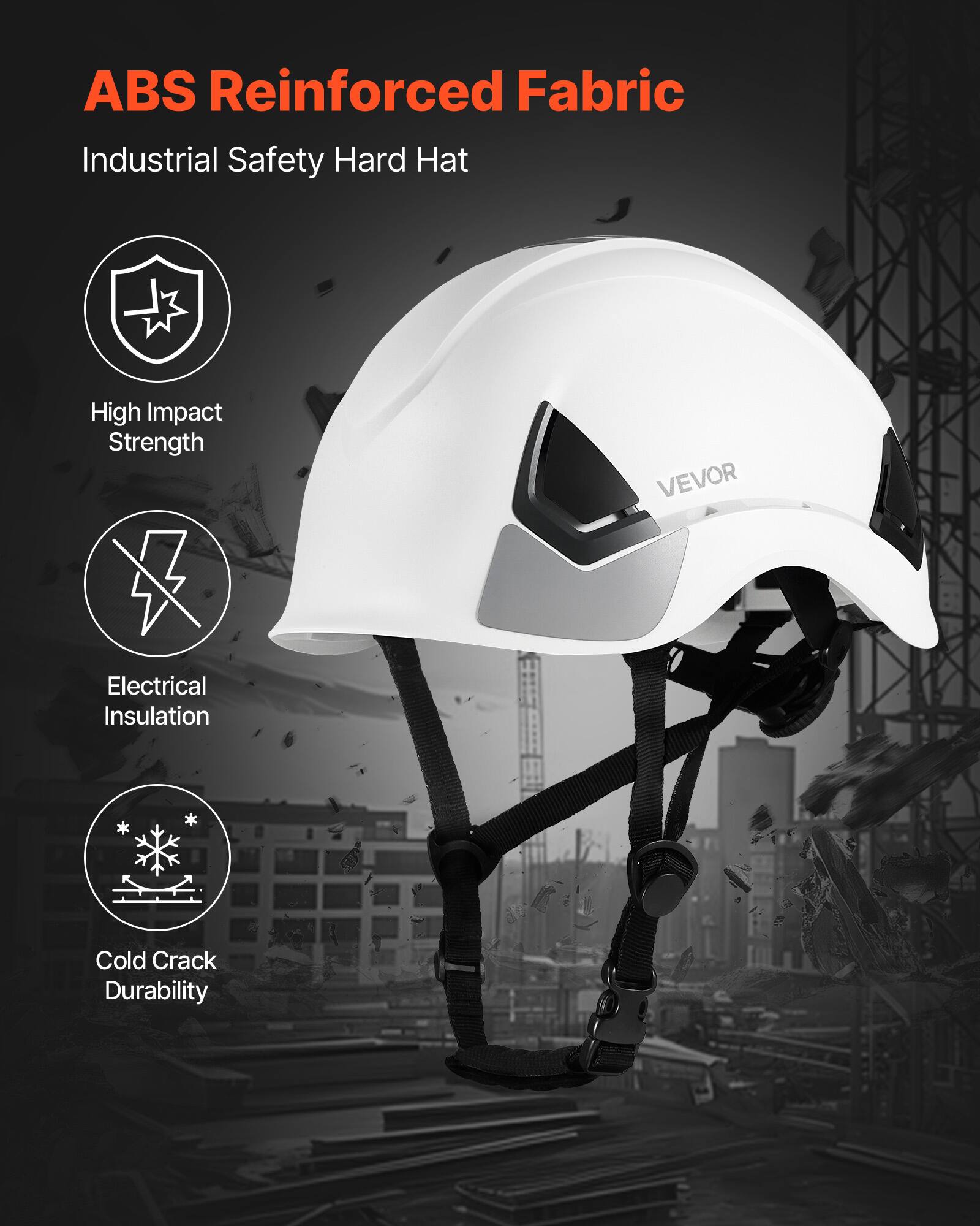 ABS Reinforced Fabric  
Industrial Safety Hard Hat  
High Impact Strength  
Electrical Insulation  
Cold Crack Durability