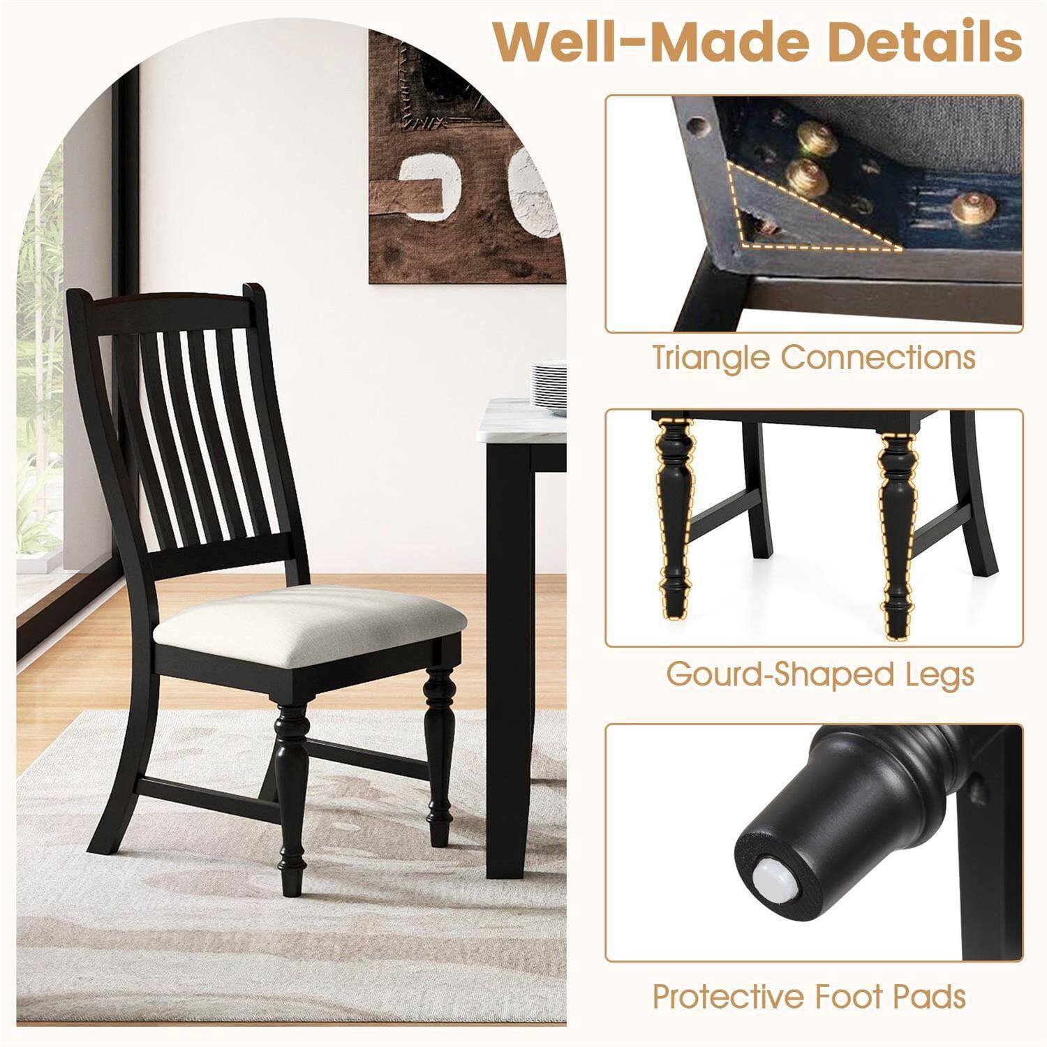 Well-Made Details

- Triangle Connections
- Gourd-Shaped Legs
- Protective Foot Pads