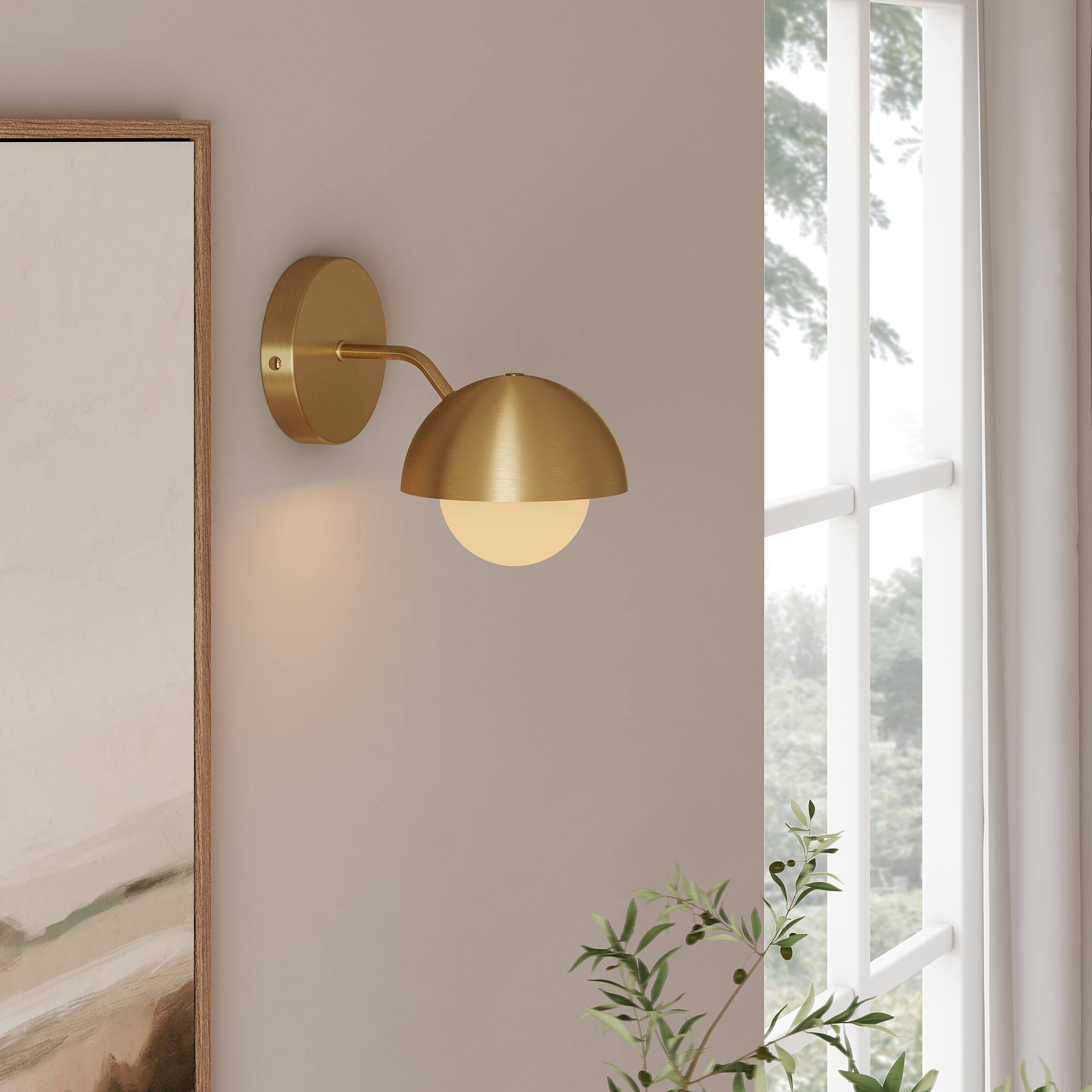Alt View 2. Modway - Eclipse Globe Wall Sconce by Modway - Brass.