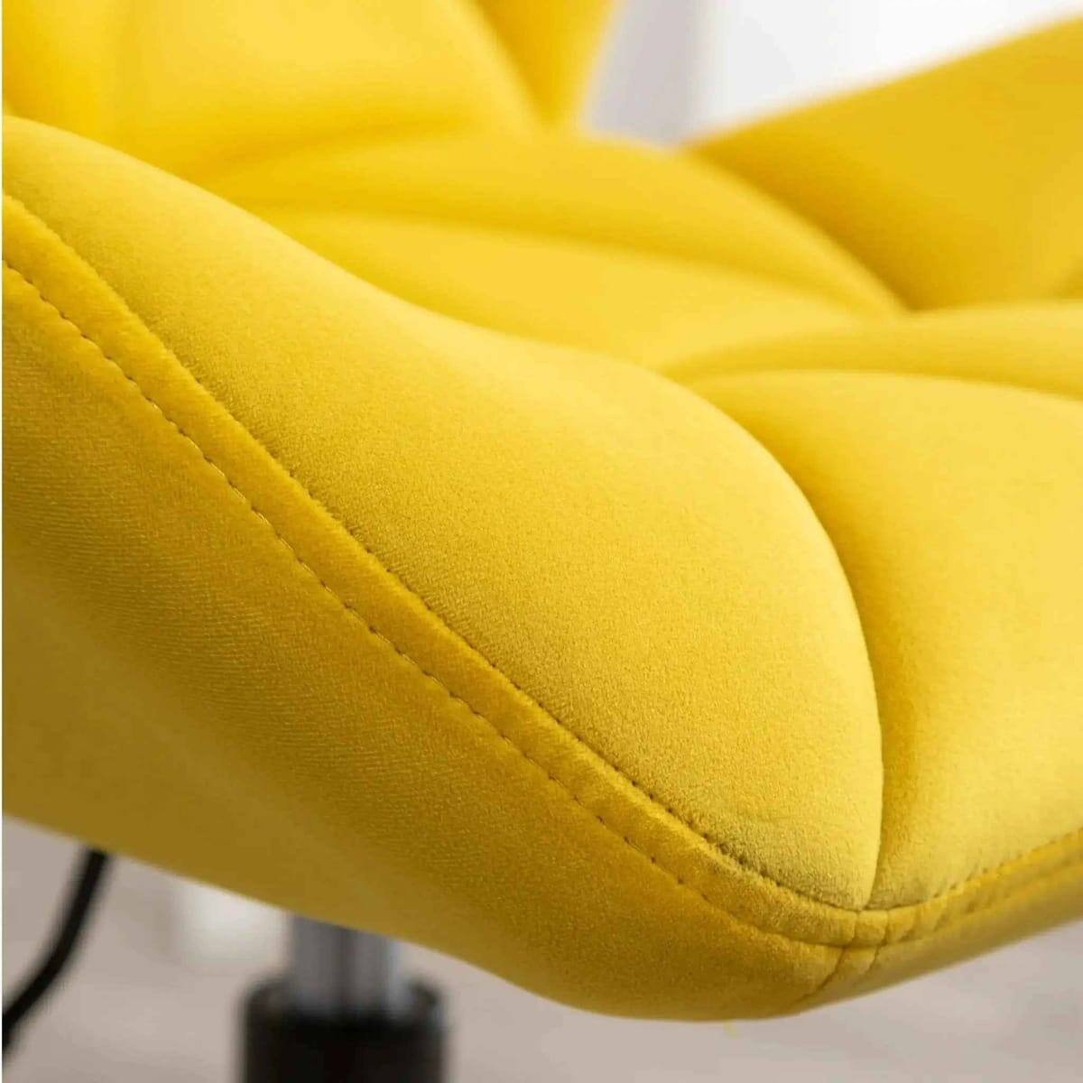 Alt View 4. Eldon - Diamond Tufted Adjustable Swivel Office Chair Velvet Luxe For - Yellow.