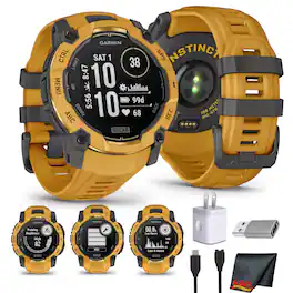Bundle - Garmin - Instinct 3 Solar 50mm GPS Smartwatch Unlimited Battery - Sunburst - (2024)