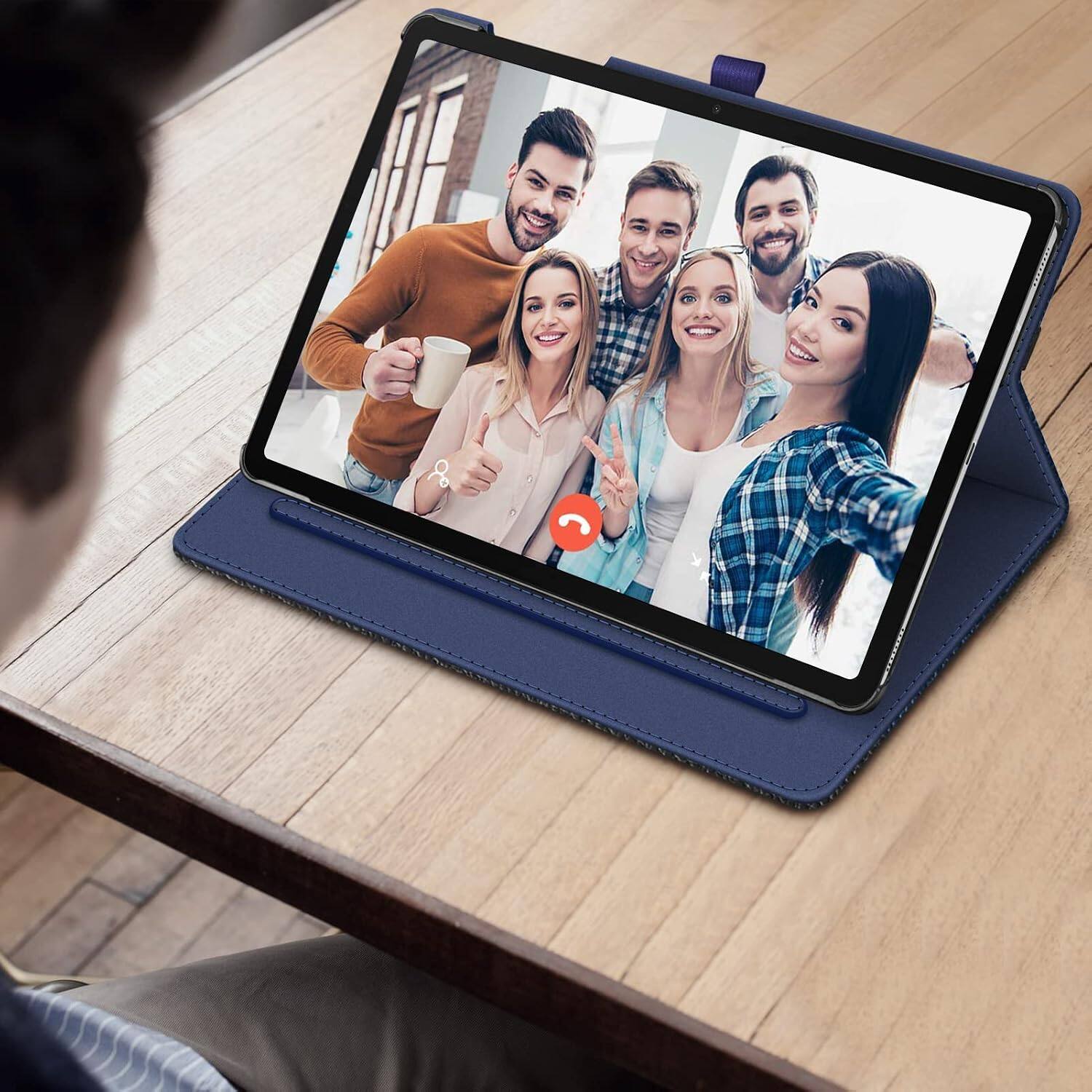 Alt View 5. Fintie - Case for Samsung Galaxy Tab S10+/S9+/S8+/S7+/S7 FE 12.4 Inch, Multi-Angle Viewing Stand Cover with Pocket - Navy.