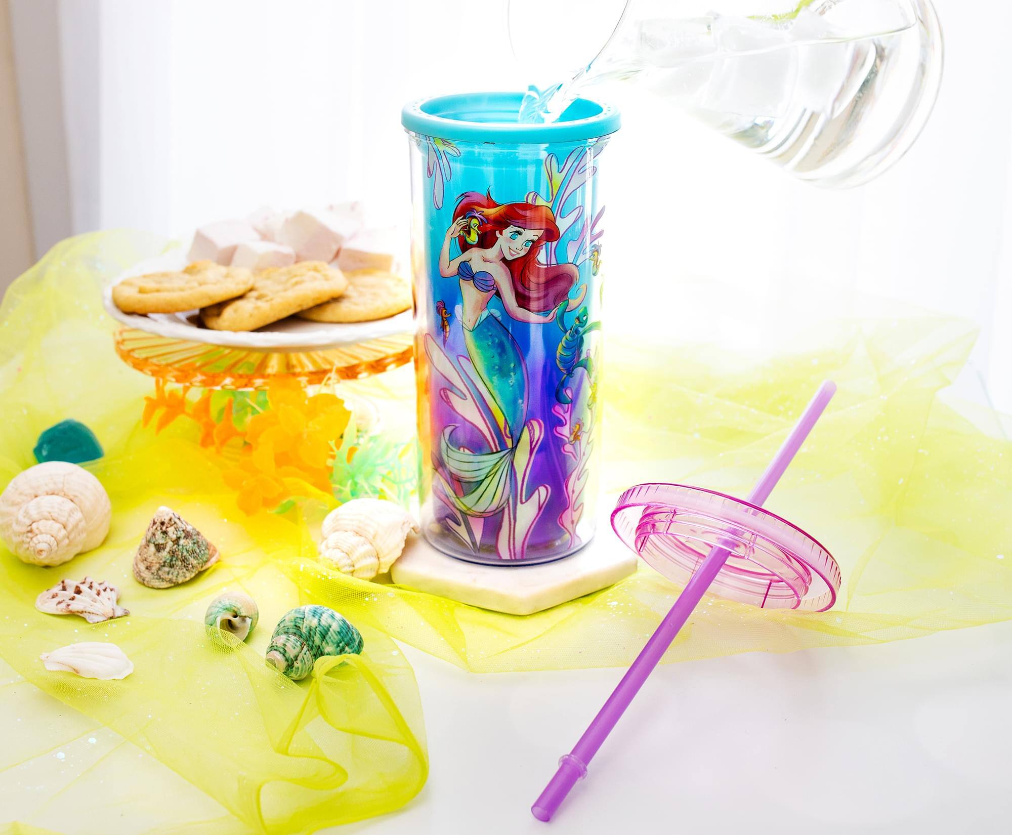 Alt View 3. Silver Buffalo - Disney The Little Mermaid Ariel and Friends Color-Changing Plastic Tumbler - Blue.