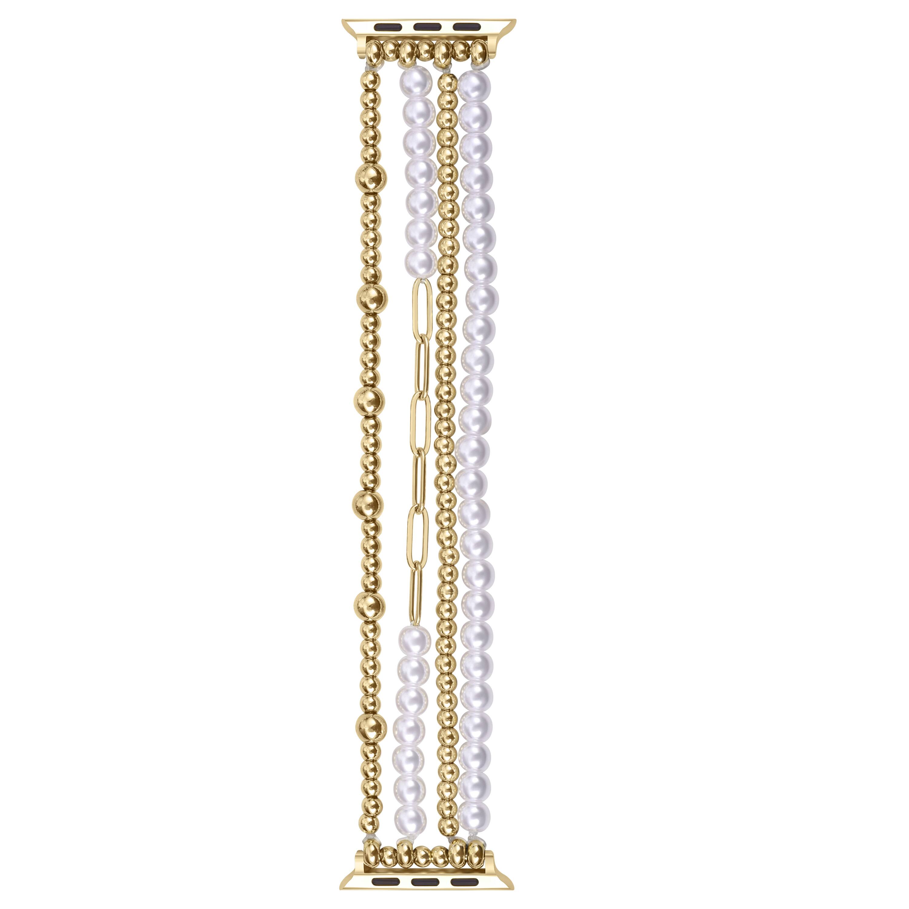 Left. Posh Tech - Penny Beaded Band for Apple Watch - Gold.