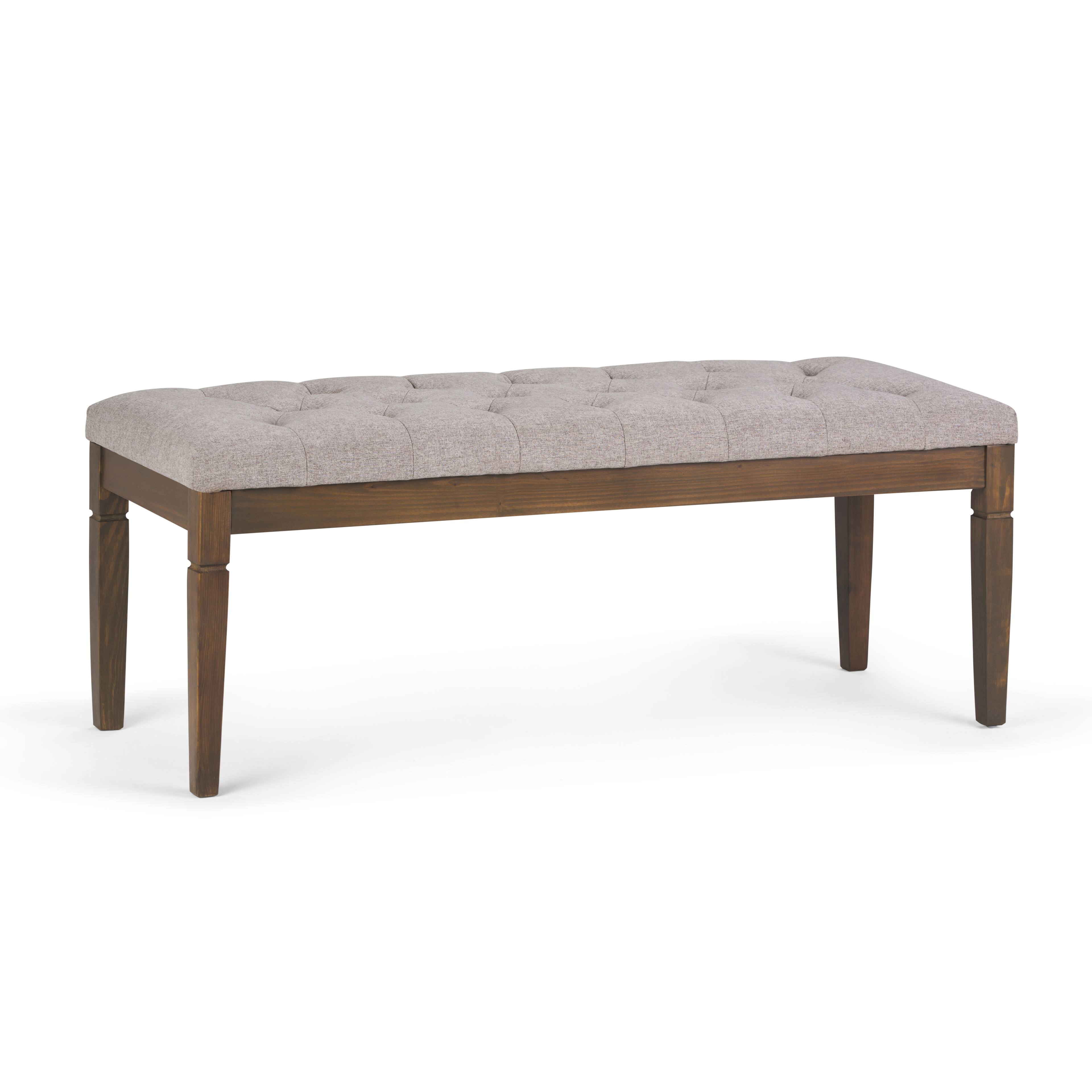 Front. Simpli Home - Waverly Tufted Ottoman Bench - Cloud Grey.
