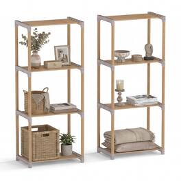 Gymax - 2PCS 4-Tier Bookshelf w/Open Shelves Freestanding Storage Organizer for Home - Gray