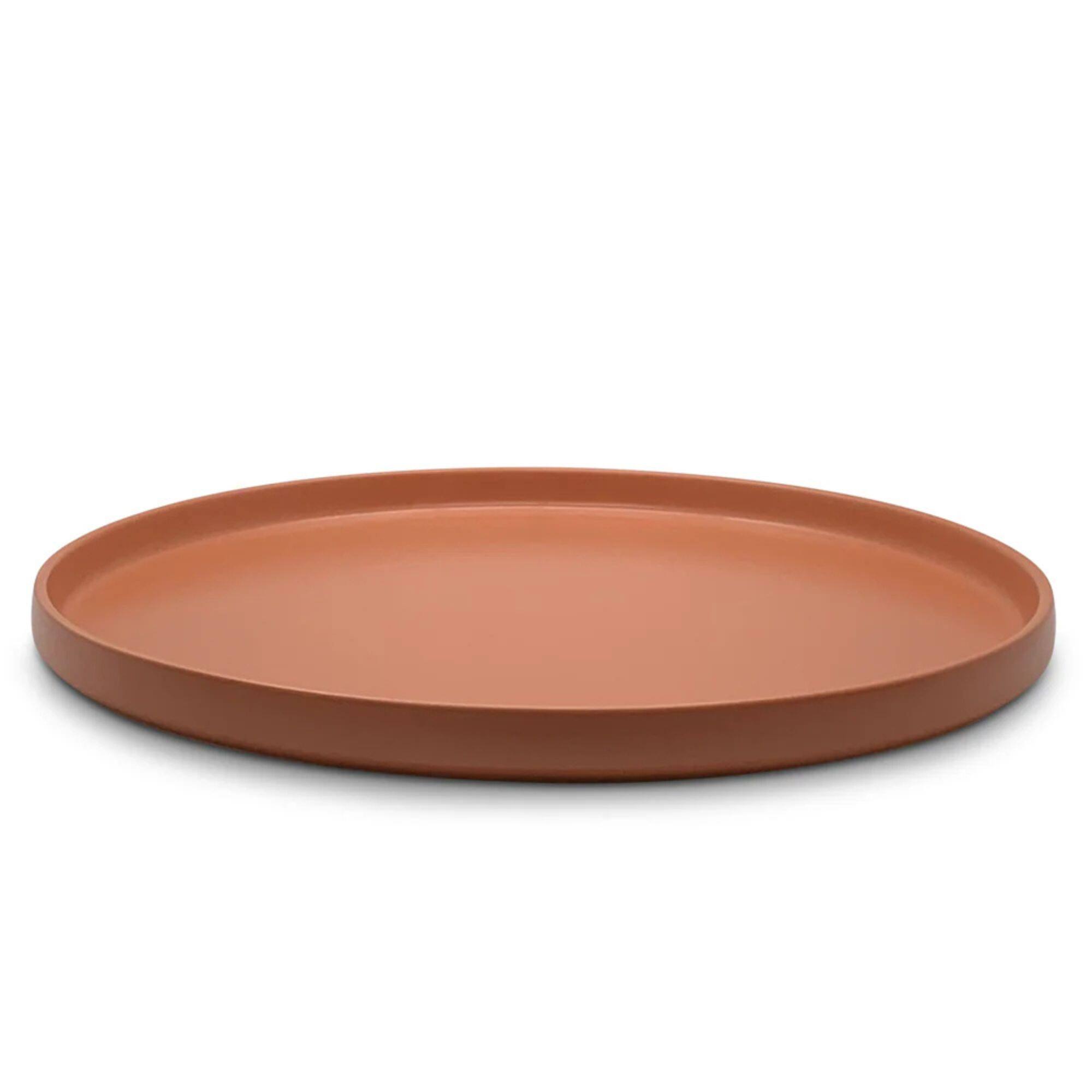 Angle. Zulay Kitchen - Zulay Kitchen Rim Dinner Plate - Set of 4 - Terracotta.