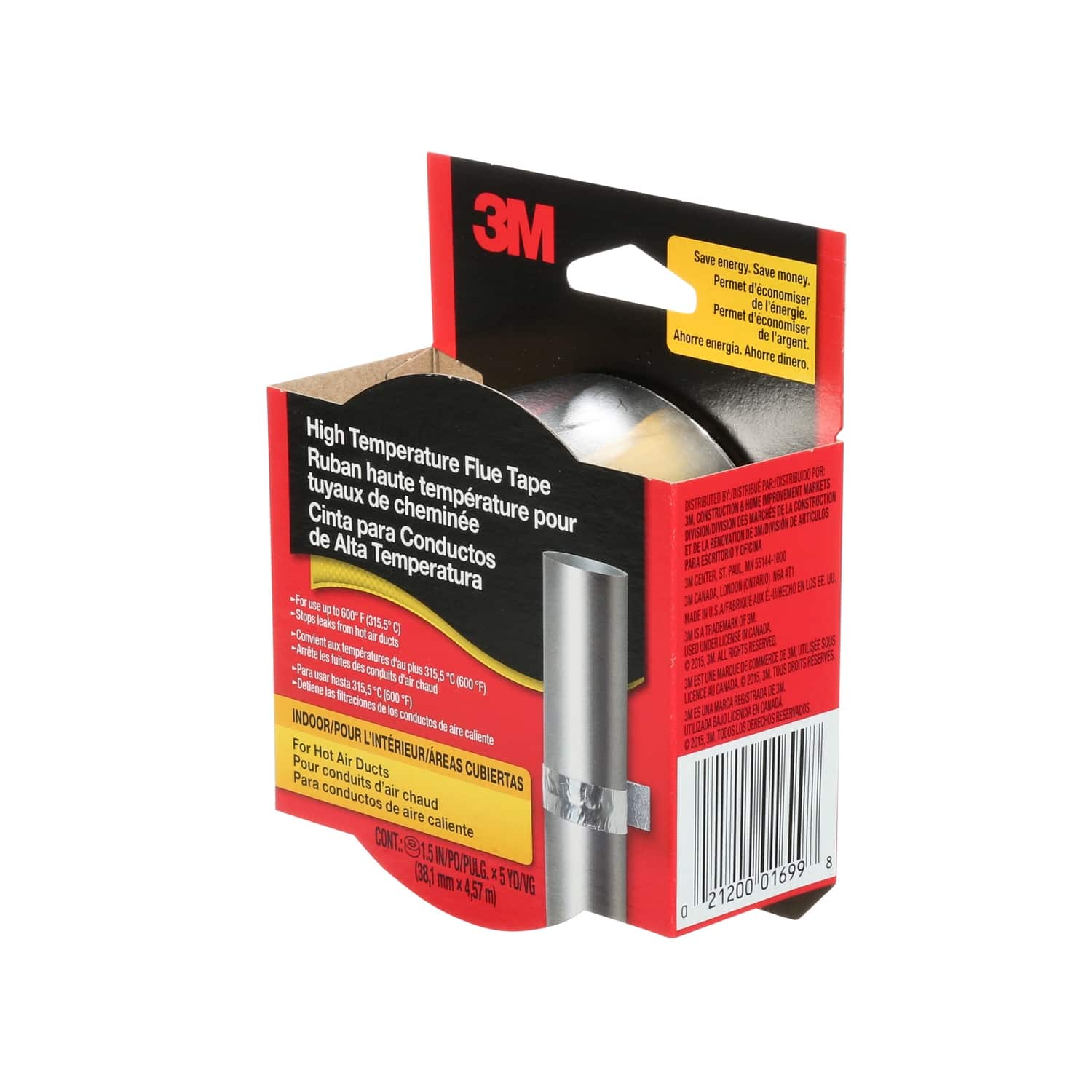 3M - Scotch 1.5 in. W X 5 yd L Silver Flue Tape