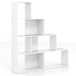 Pefilos - 6 Cubes Ladder Shelf Corner Bookshelf Storage Bookcase- Tall Bookshelf, Shelves for Living Room, Home Office - White
