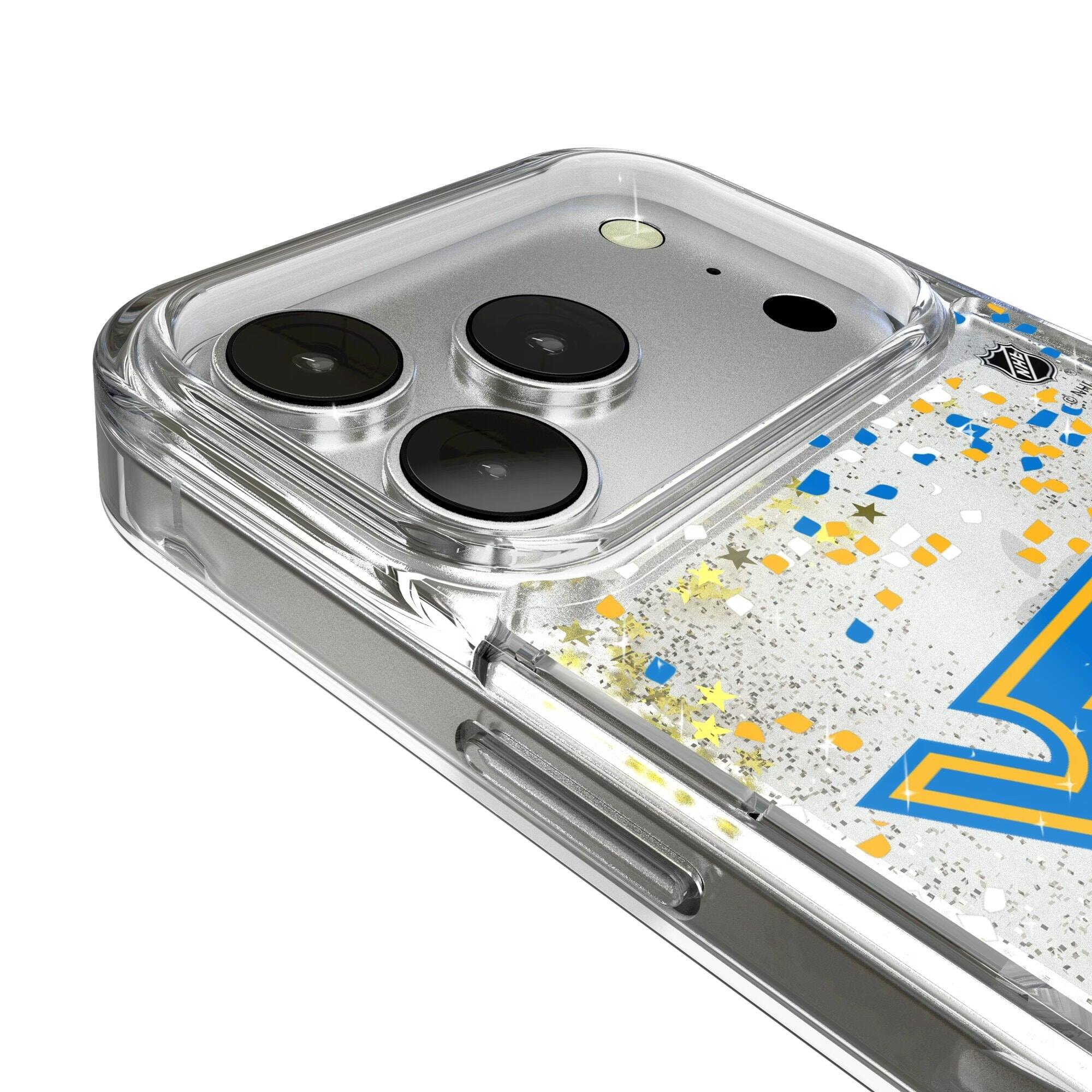 Alt View 2. Keyscaper - St. Louis Blues iPhone Confetti Glitter Case - 15 Pro Max - Multicolor.