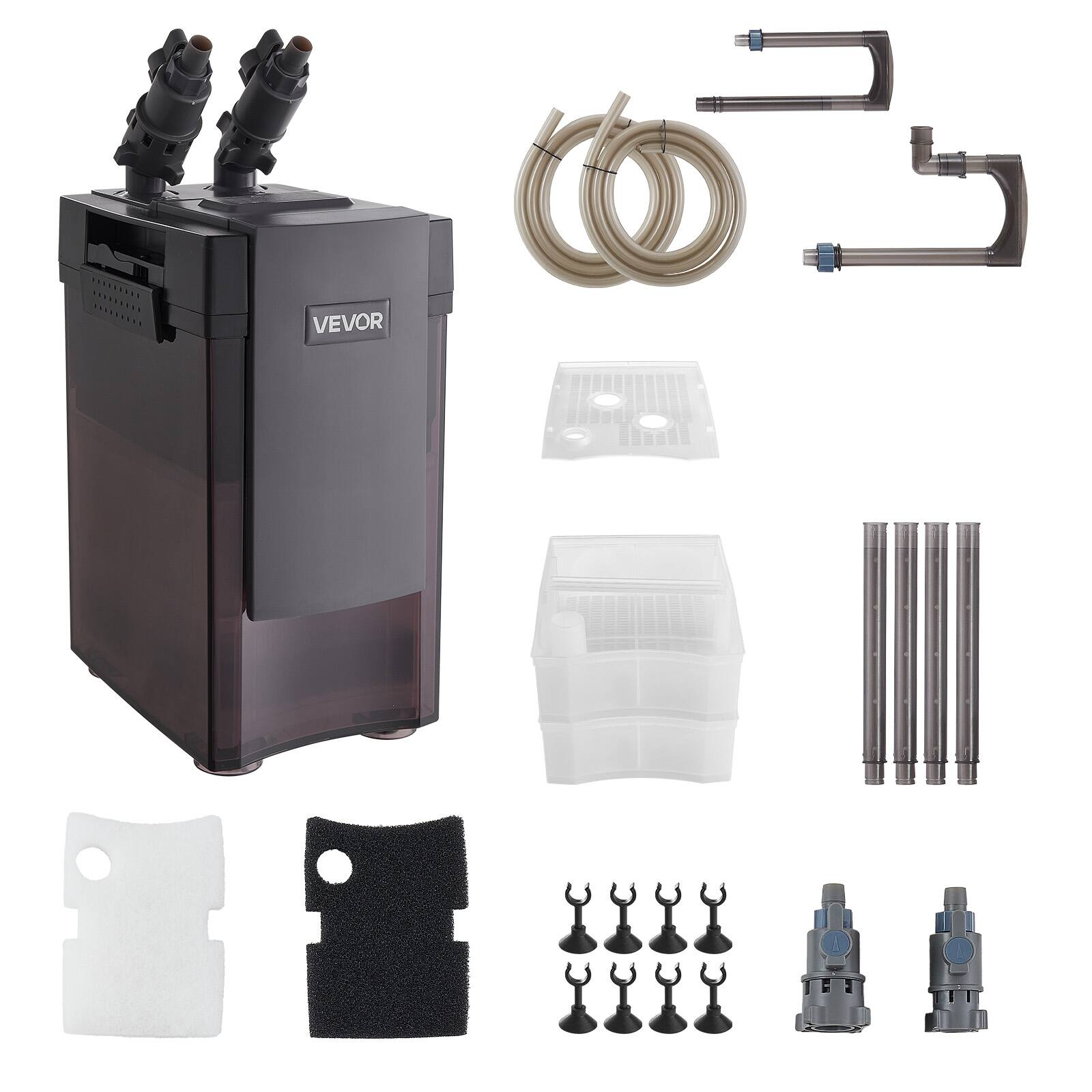 Alt View 5. VEVOR - 264GPH Canister Filter, 2-Stage External Aquarium Filter with Powerful Pump, Quite Water Circulation Cleaning Machine - Black.