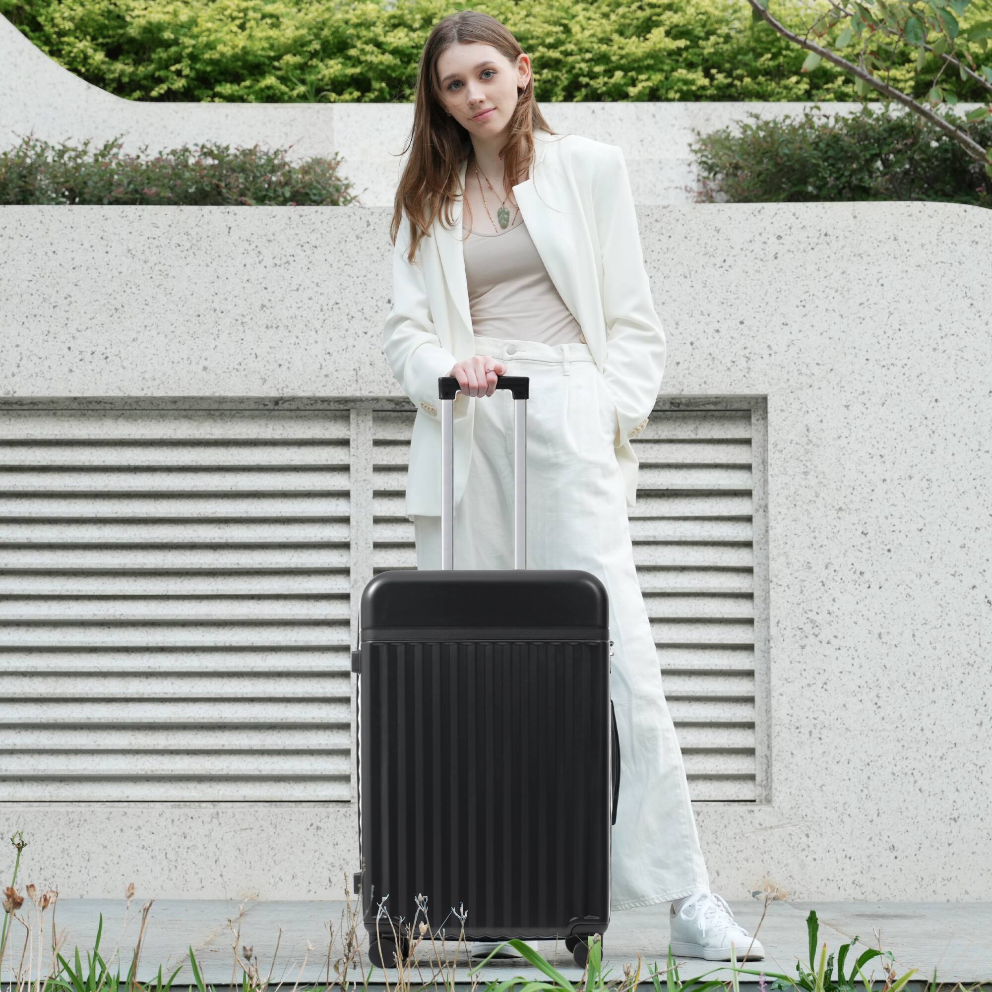 Alt View 3. LOVMOR - Lovmor 5-Piece Luggage Set  TSA  Spinner  Expandable  Travel Bag - Black.