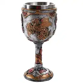 Pacific Trading - Steampunk Mechanical Gearwork Dragon Wine Goblet Chalice Cup Resin Body Stainless Steel Cup - Multicolor