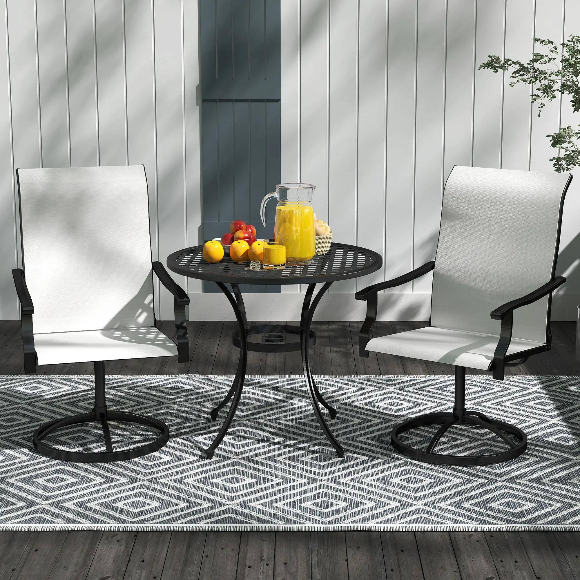 Alt View 1. Resenkos - Resenkos Outdoor Swivel Seating Set, High-Back Mesh Dining Chairs, Weatherproof for Yard, Outdoor Living, Cream White - Cream White.