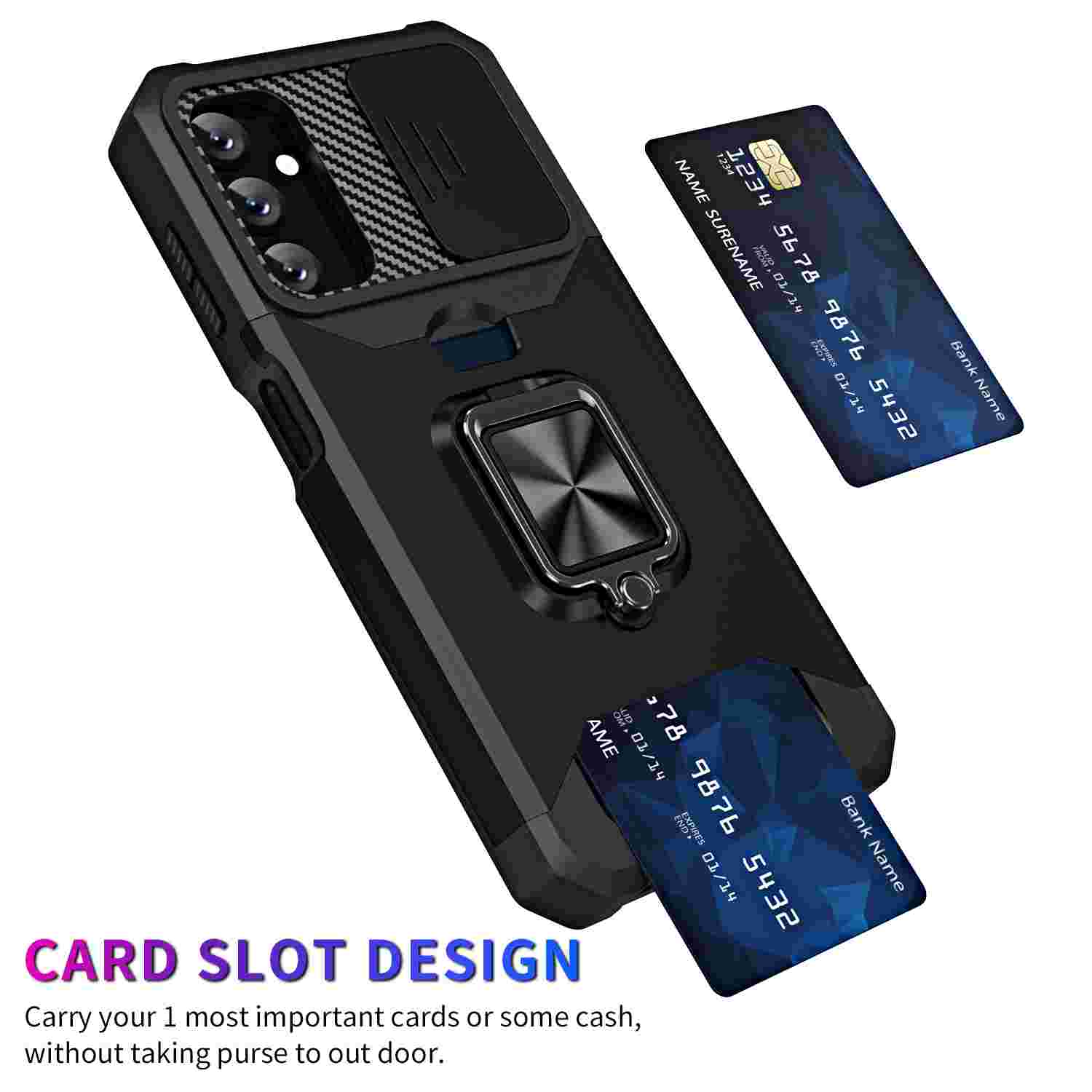 NAME 1234 1234 SURENAME YAUR 01/14 5678 ENGRES 9876 01/14 5432  
Bank Name  
AME OW .01/14 78 END EXPIRES 9876 01/14 5432  
CARD SLOT DESIGN  
Carry your 1 most important cards or some cash, without taking purse to out door.  
Bank Name