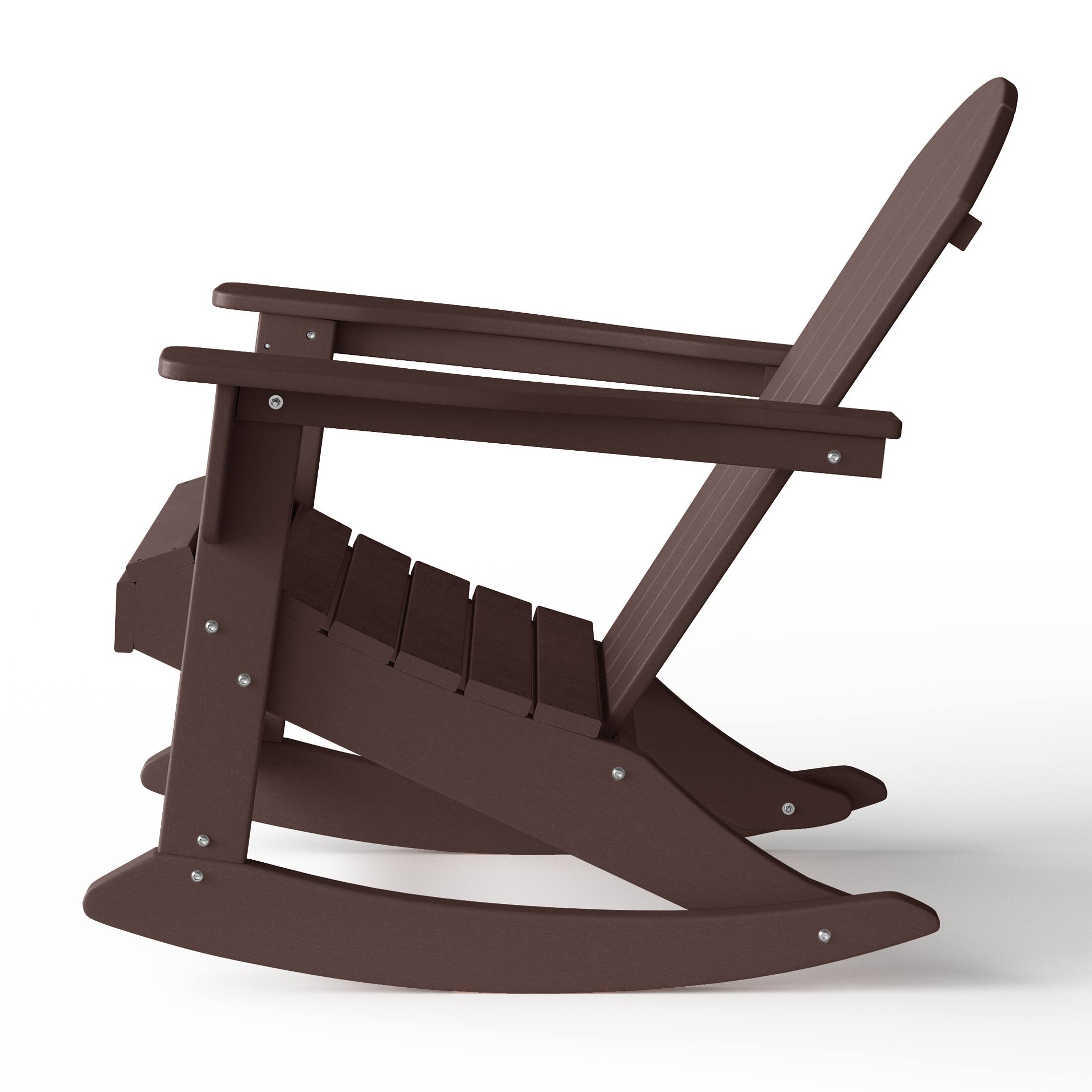Alt View 4. WestinTrends - WestinTrends Malibu Outdoor / Patio Poly Adirondack rocking chair - Dark Brown.