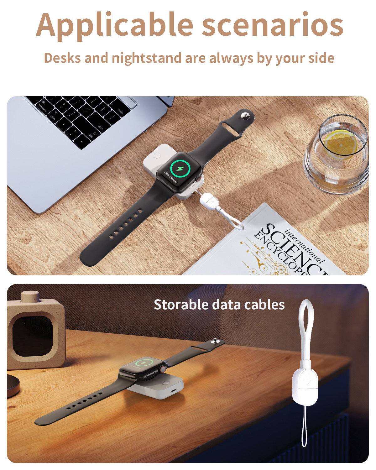 Applicable scenarios  
Desks and nightstand are always by your side  

Storable data cables