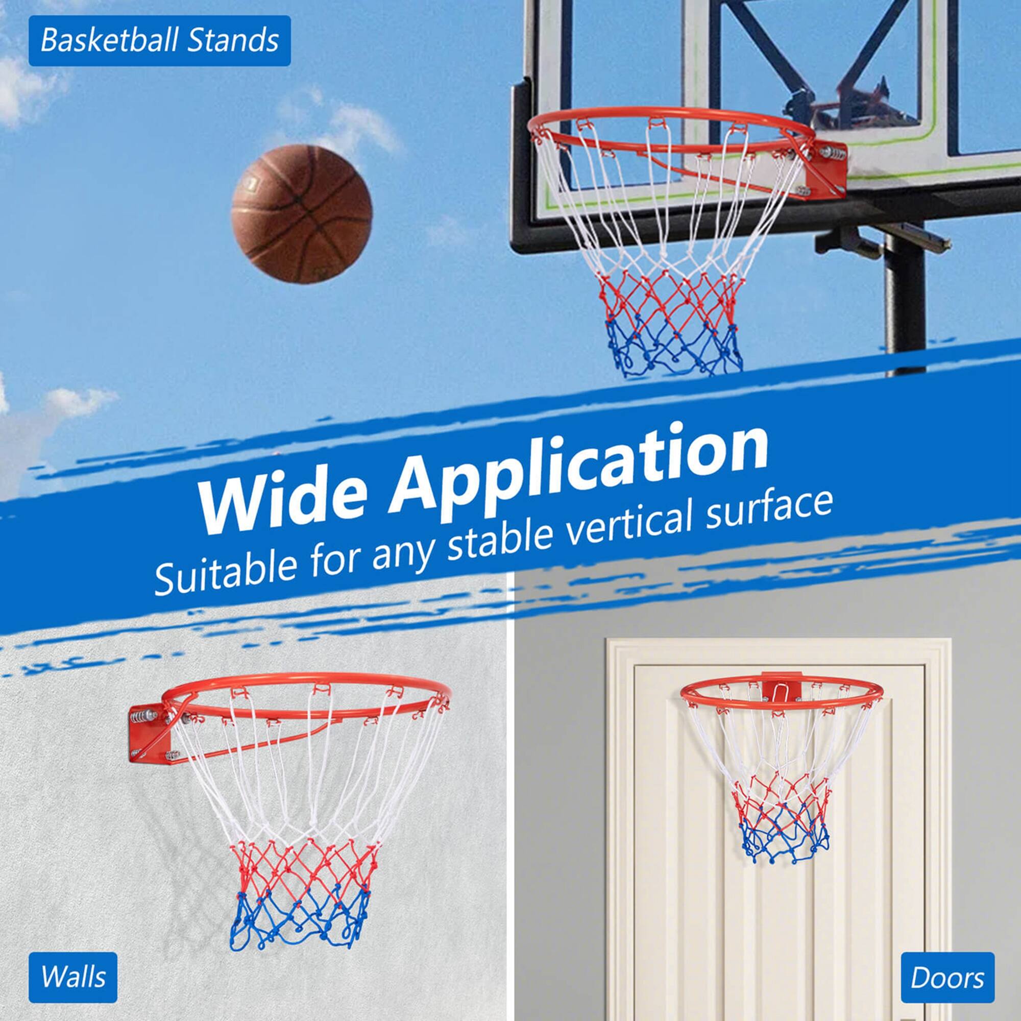 Basketball Stands

Wide Application  
Suitable for any stable vertical surface

Walls  
Doors